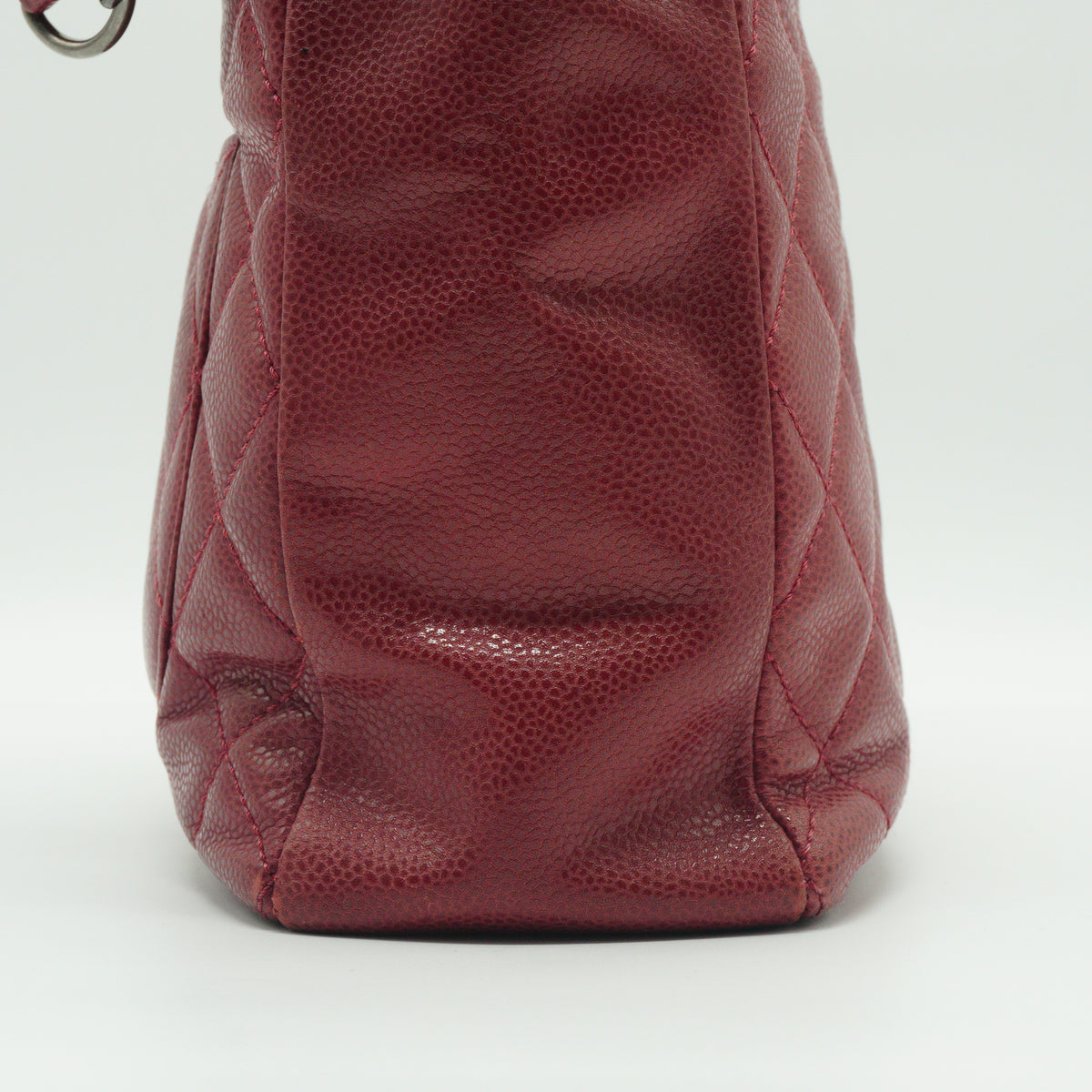 Chanel Petite Shopping Tote Small Pebbled Caviar Burgundy MW