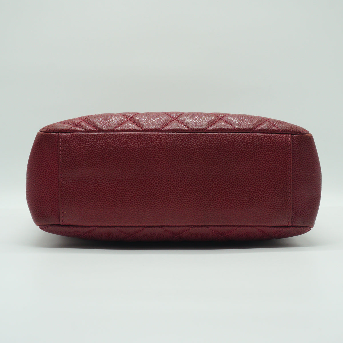 Chanel Petite Shopping Tote Small Pebbled Caviar Burgundy MW