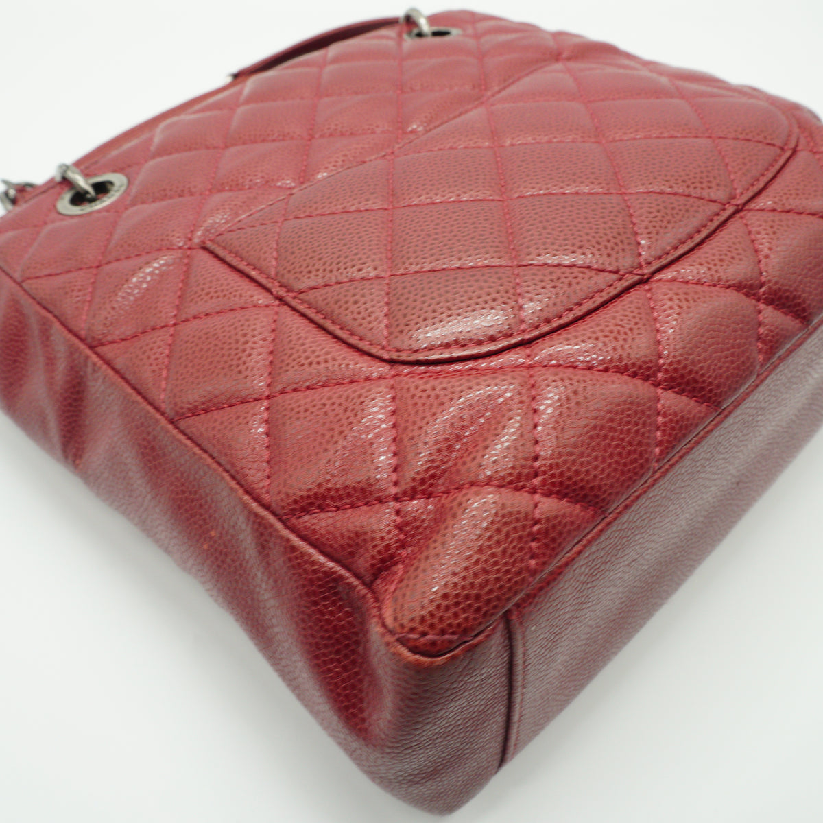 Chanel Petite Shopping Tote Small Pebbled Caviar Burgundy MW