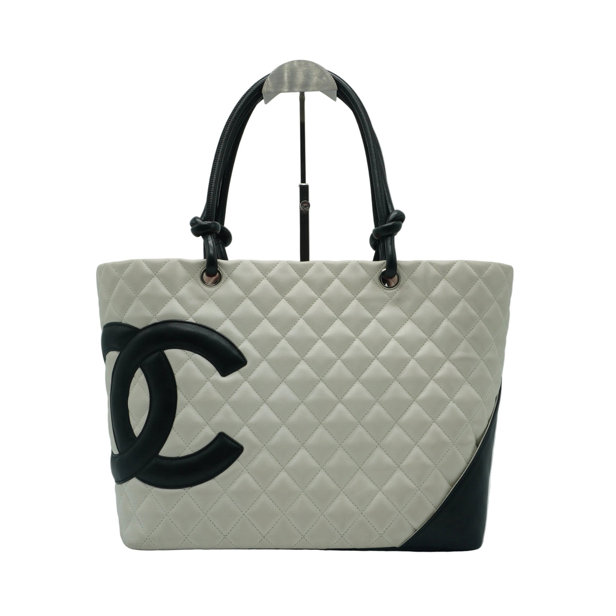 Chanel Cambon Ligne Medium Quilted Calfskin White Tote Bag