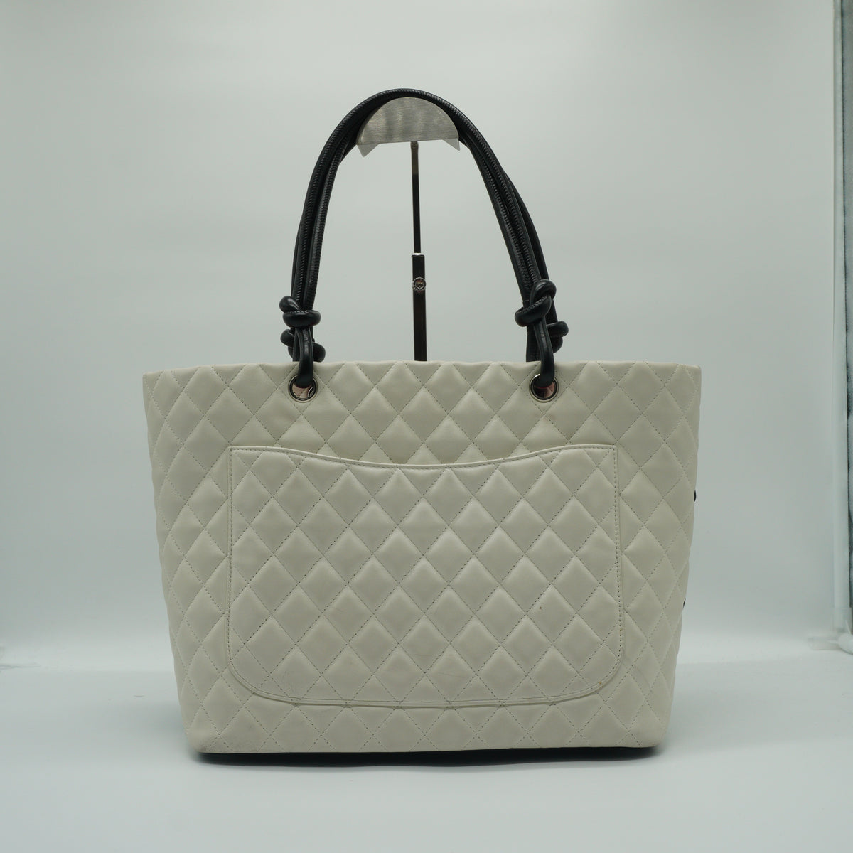 Chanel Cambon Ligne Medium Quilted Calfskin White Tote Bag