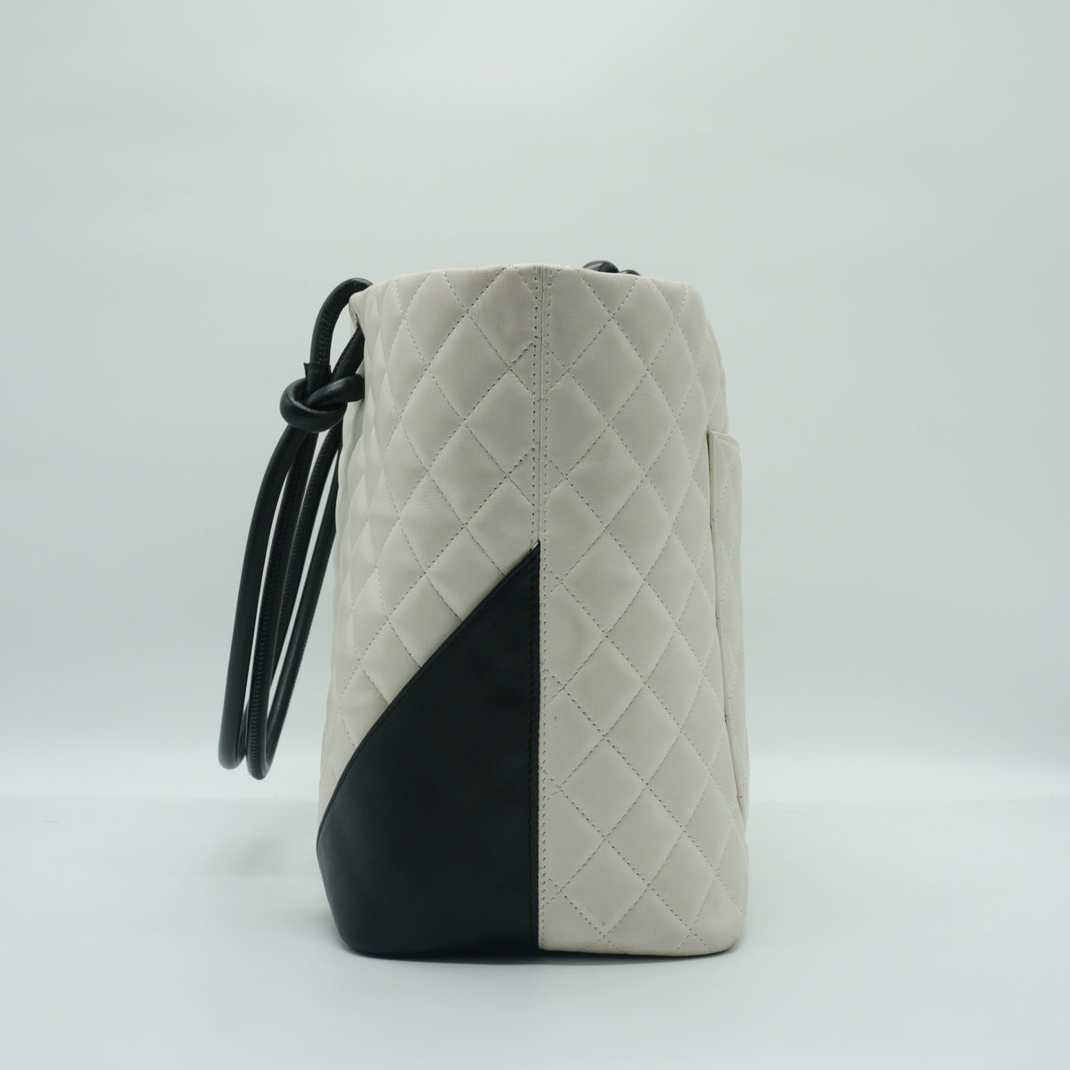 Chanel Cambon Ligne Medium Quilted Calfskin White Tote Bag