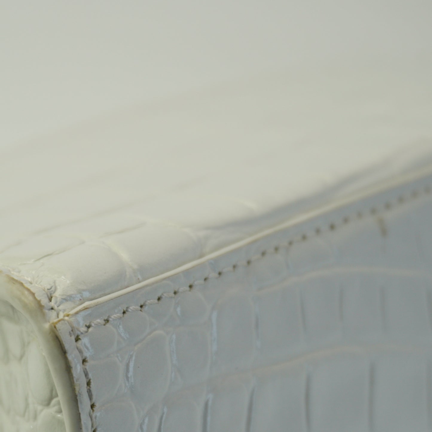 Balenciaga Hourglass Bag White Top Handle Crocodile Embossed Mini SHW