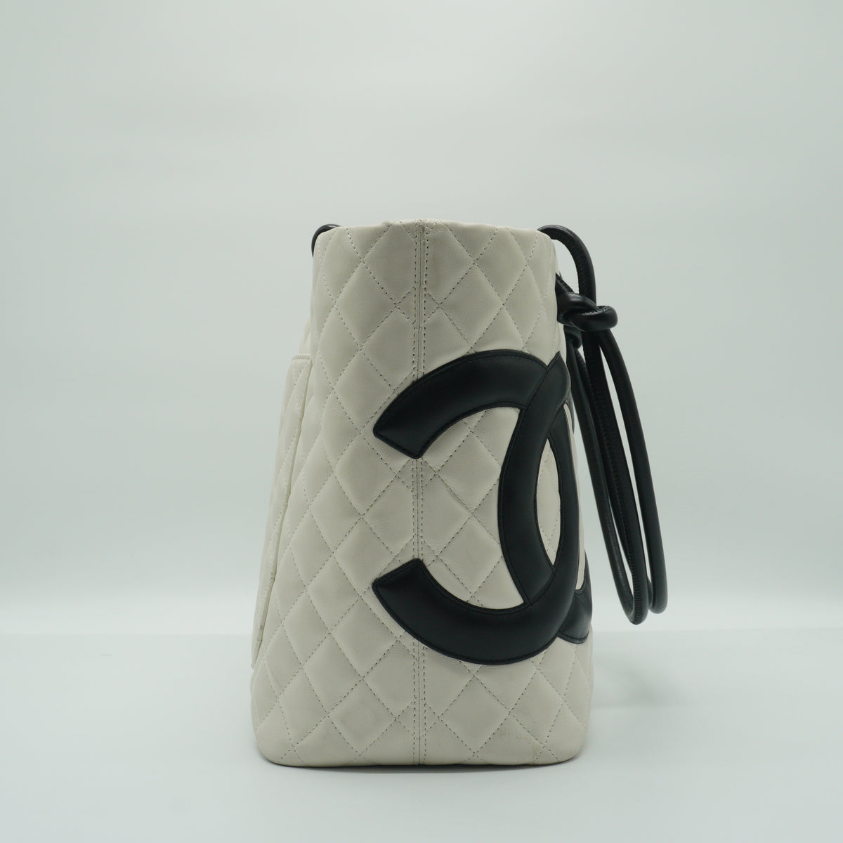 Chanel Cambon Ligne Medium Quilted Calfskin White Tote Bag