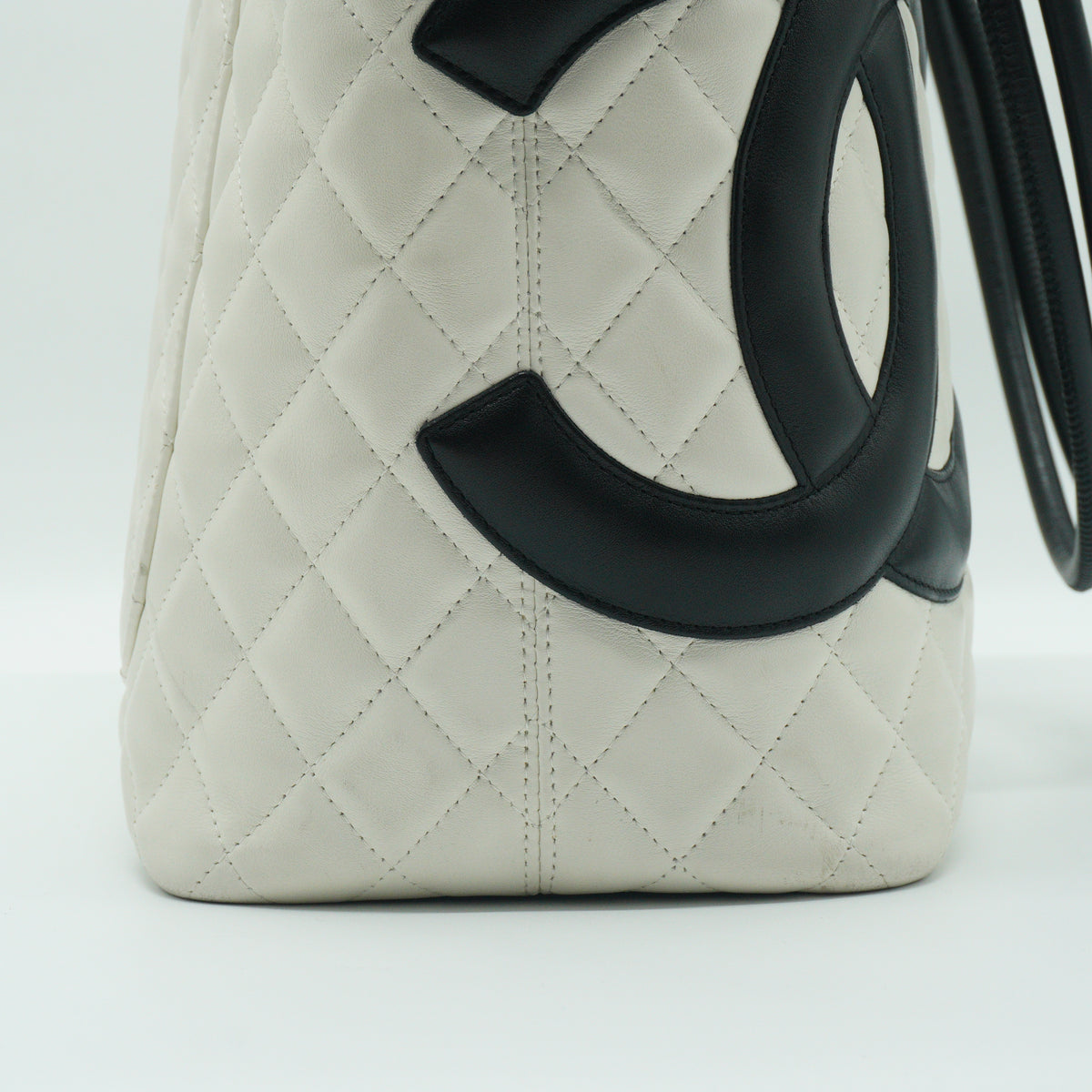 Chanel Cambon Ligne Medium Quilted Calfskin White Tote Bag