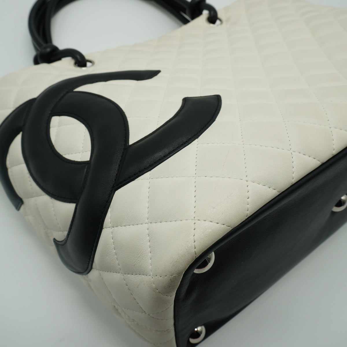 Chanel Cambon Ligne Medium Quilted Calfskin White Tote Bag