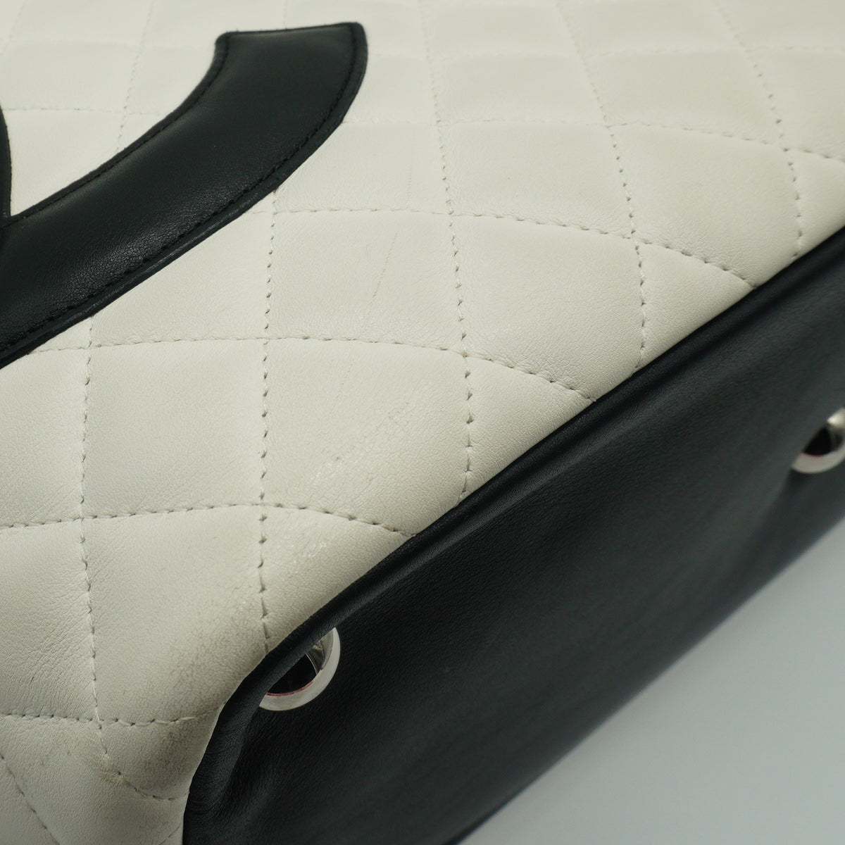 Chanel Cambon Ligne Medium Quilted Calfskin White Tote Bag