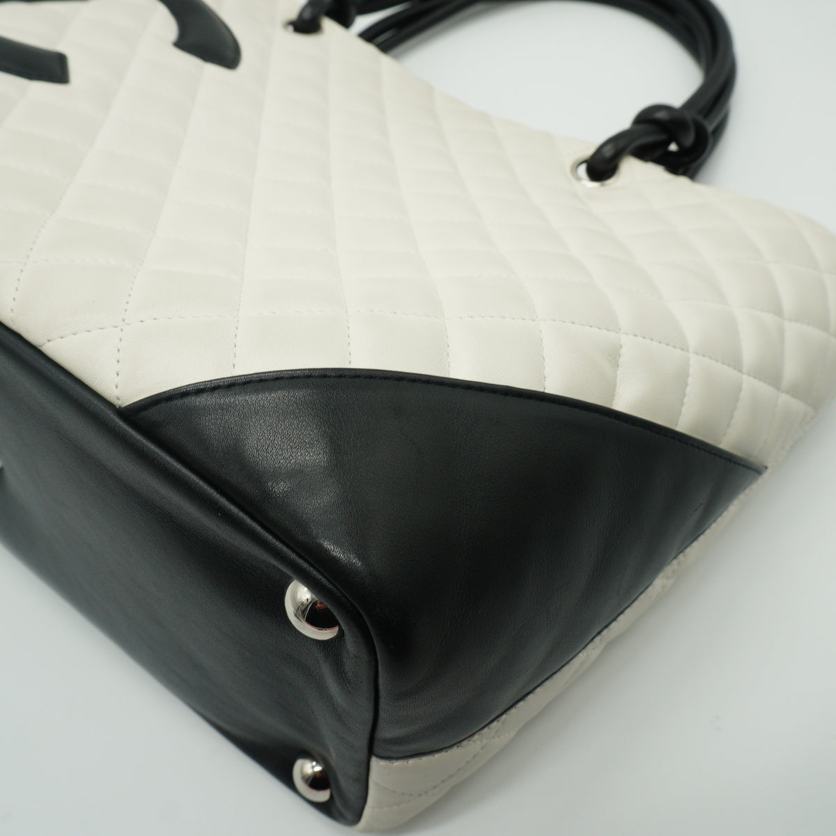 Chanel Cambon Ligne Medium Quilted Calfskin White Tote Bag