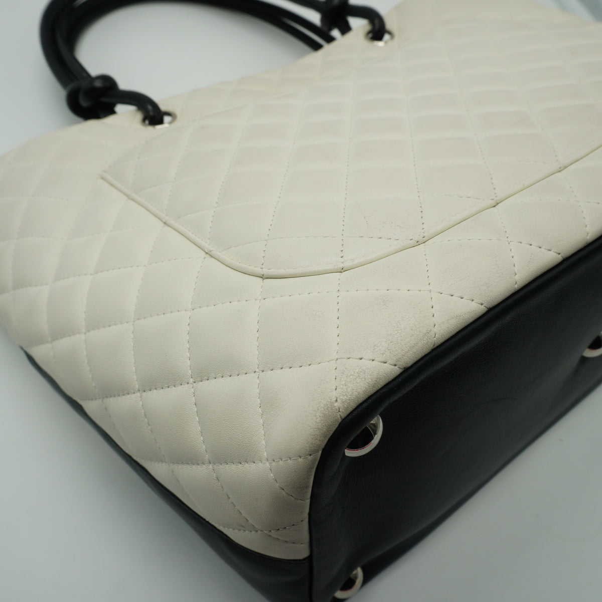 Chanel Cambon Ligne Medium Quilted Calfskin White Tote Bag