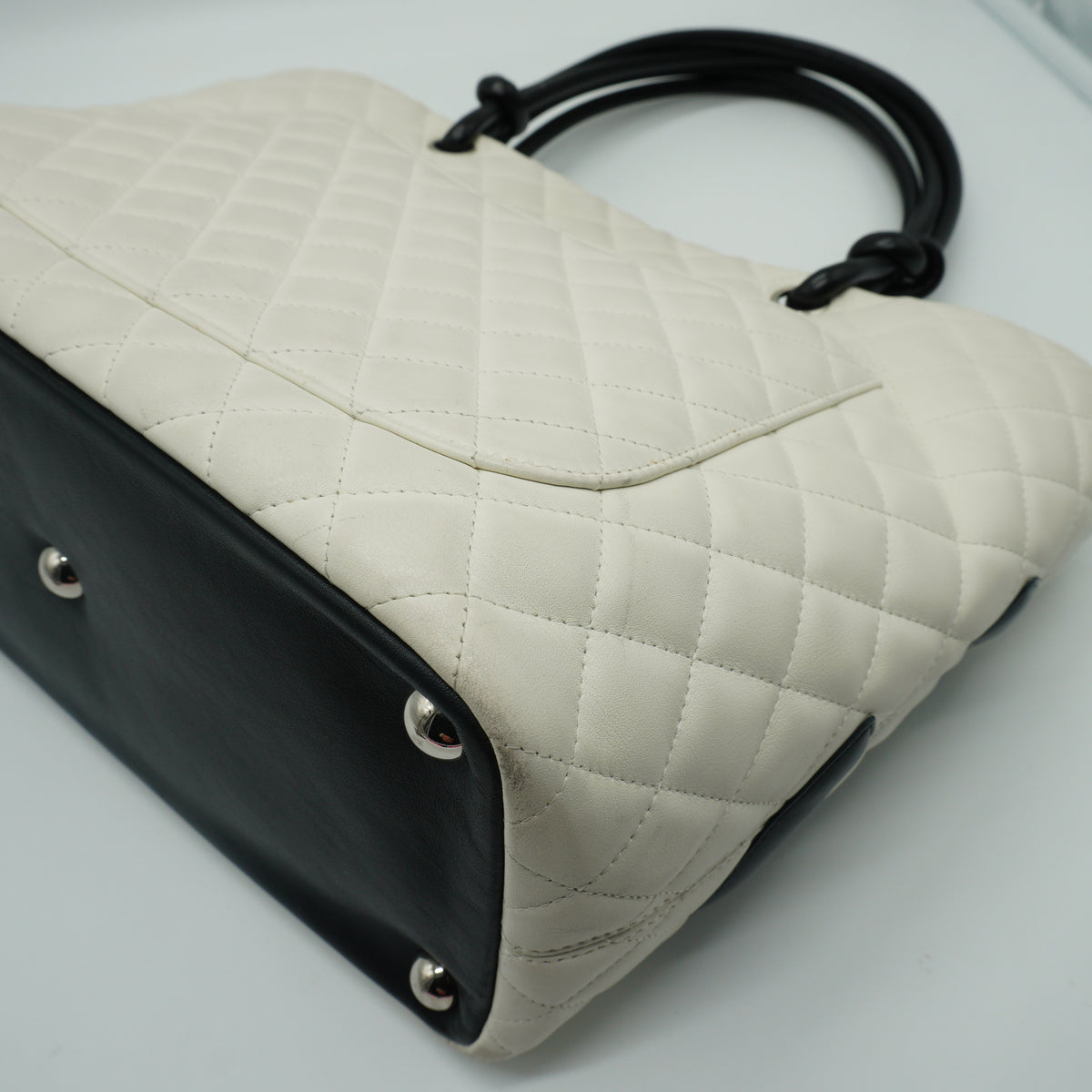 Chanel Cambon Ligne Medium Quilted Calfskin White Tote Bag