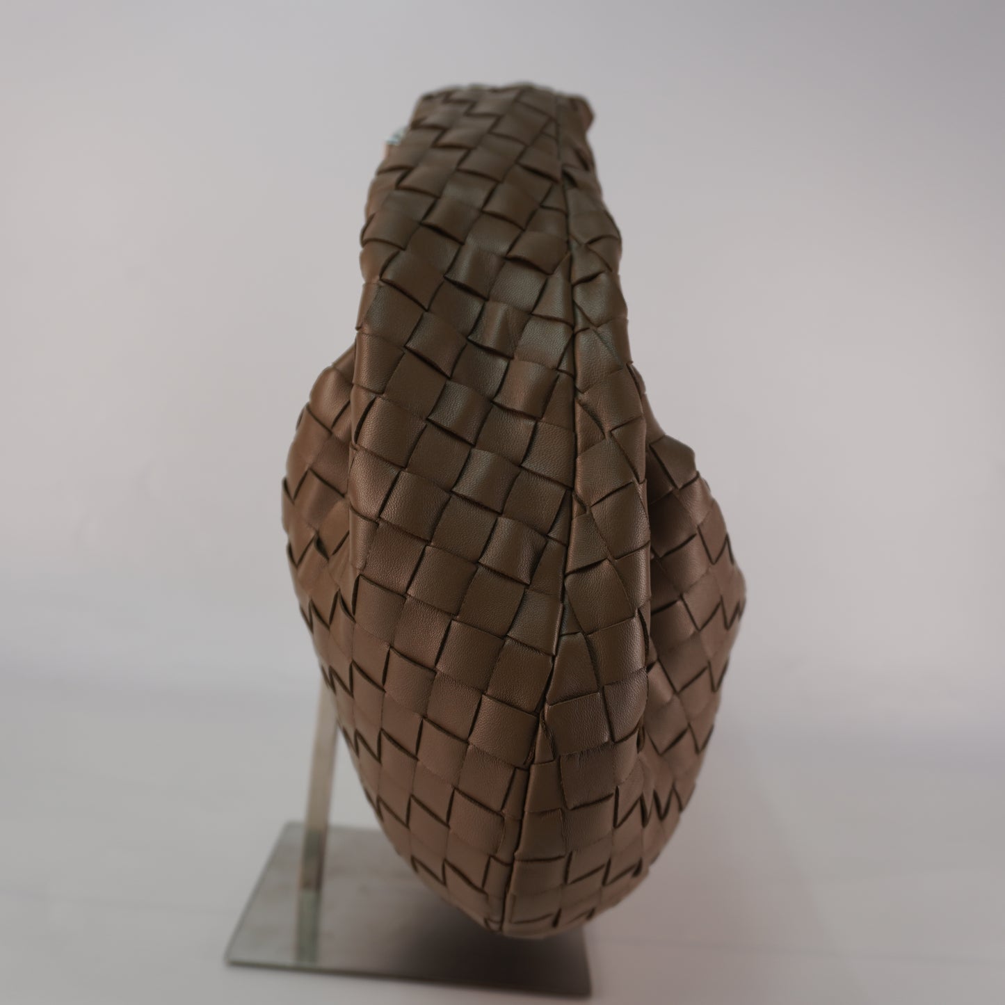 Bottega Veneta Jodie Intrecciato Woven Knotted Top Handle Brown