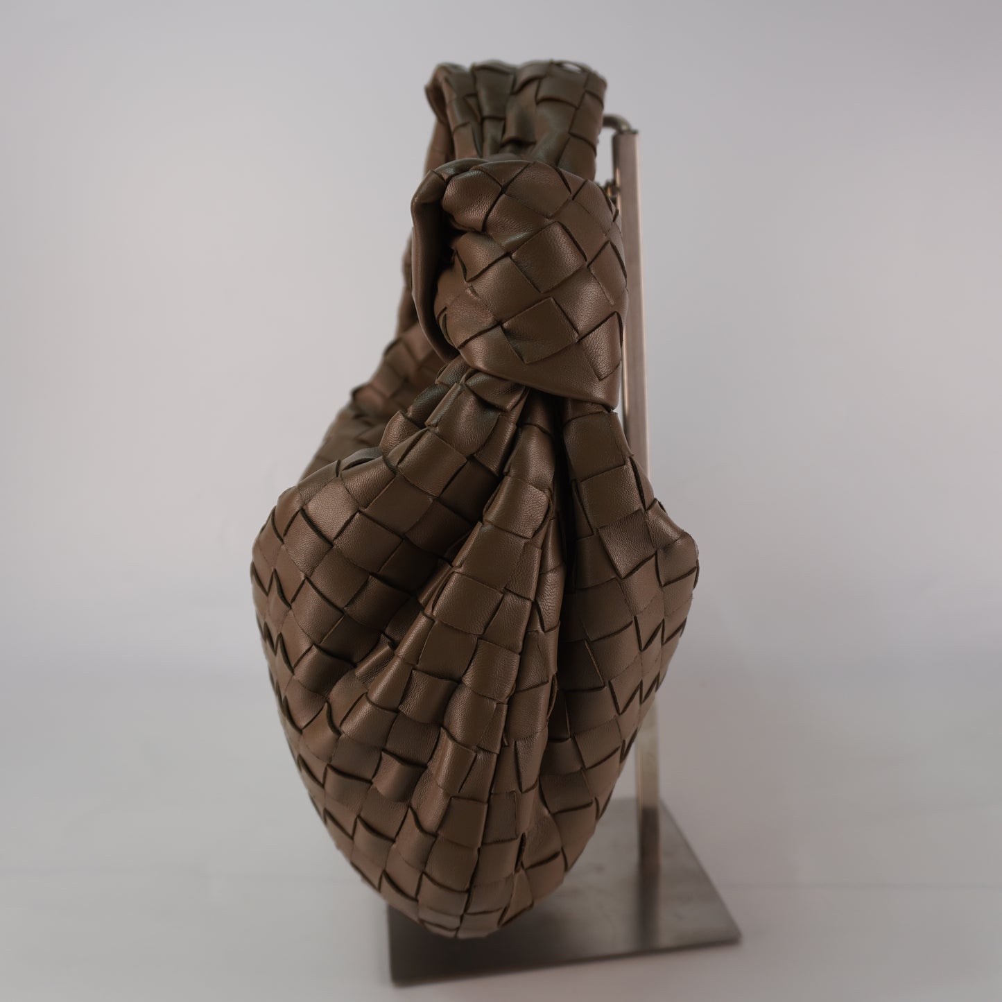 Bottega Veneta Jodie Intrecciato Woven Knotted Top Handle Brown