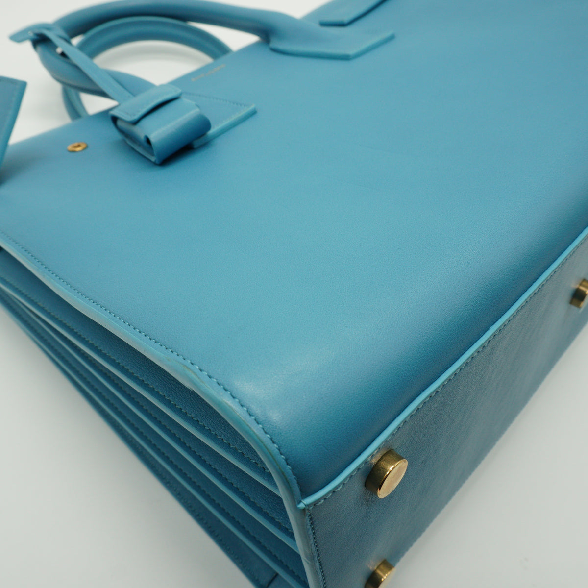 YSL Sac de Jour Medium Premium Calfskin Light Blue GHW