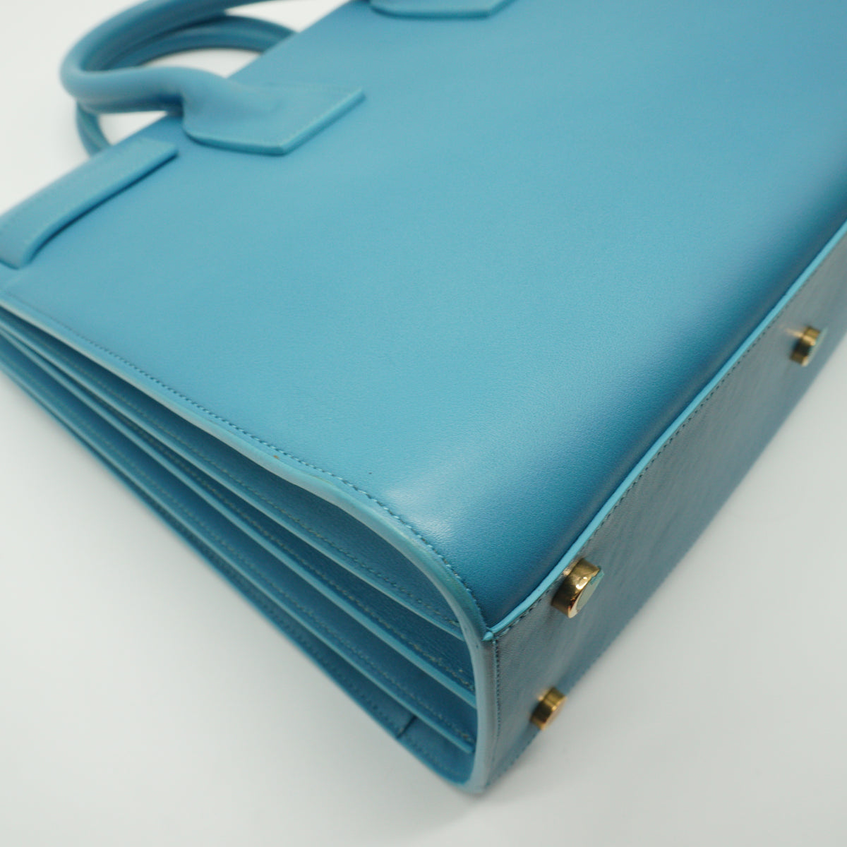YSL Sac de Jour Medium Premium Calfskin Light Blue GHW