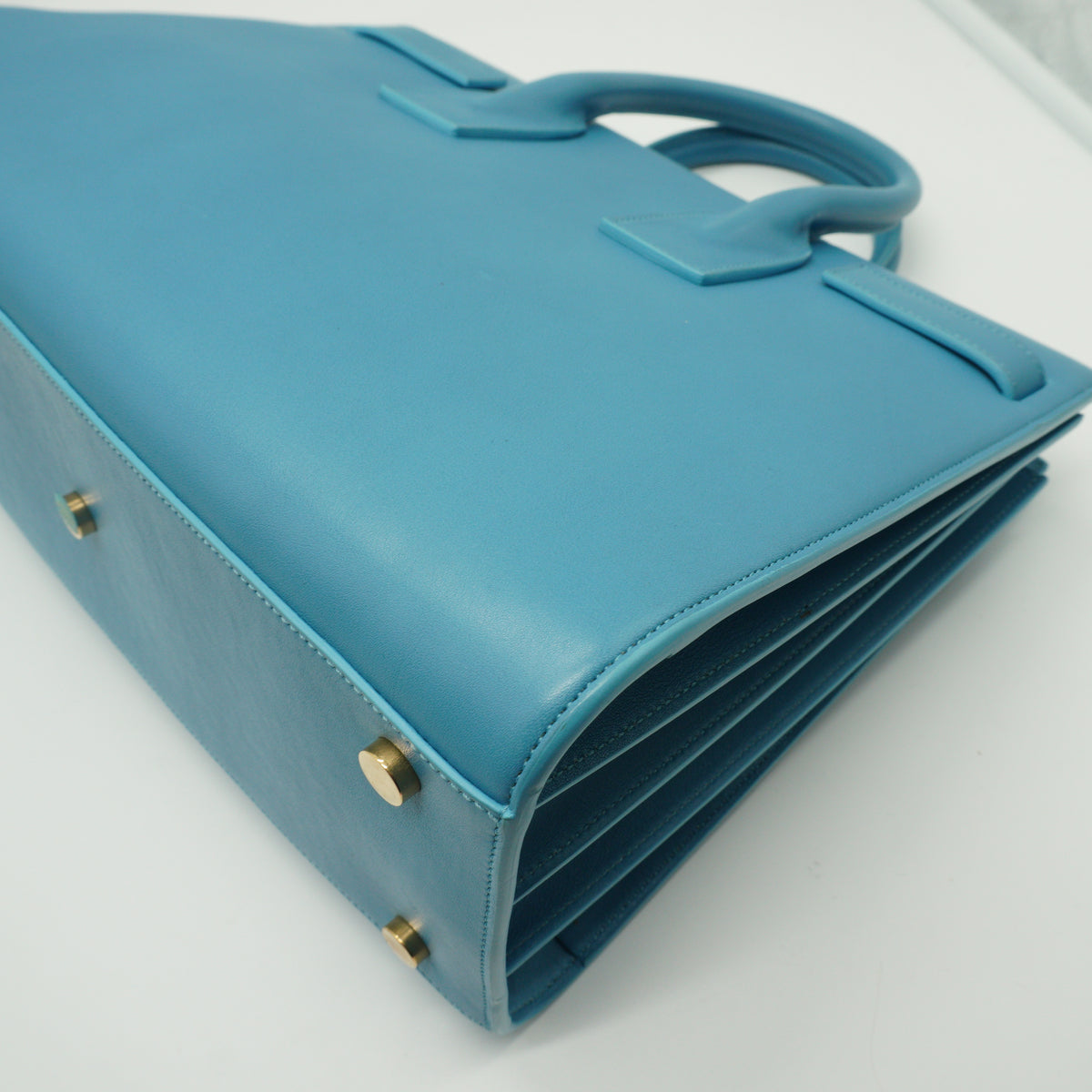 YSL Sac de Jour Medium Premium Calfskin Light Blue GHW