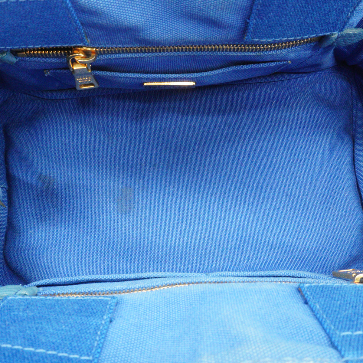 Prada Canapa Medium Canvas Tote Bag Blue GHW