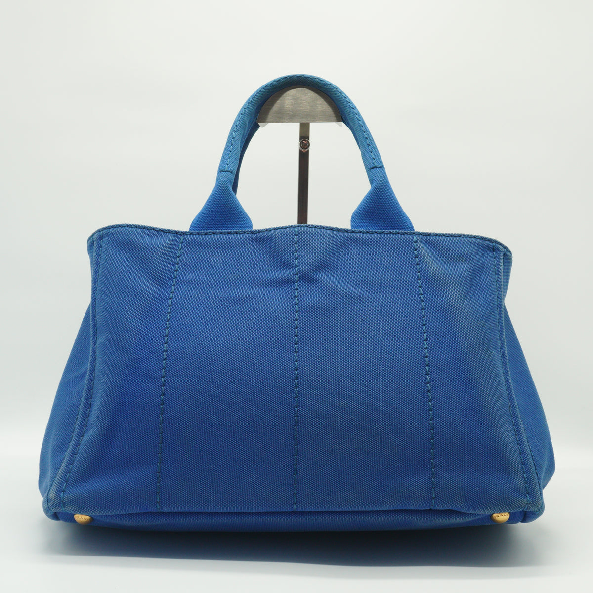 Prada Canapa Medium Canvas Tote Bag Blue GHW
