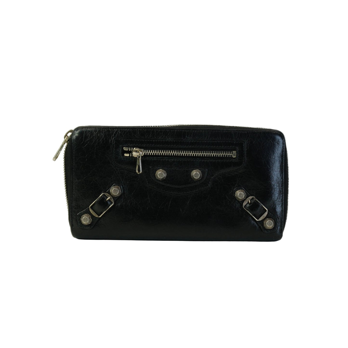Balenciaga Black zip around wallet