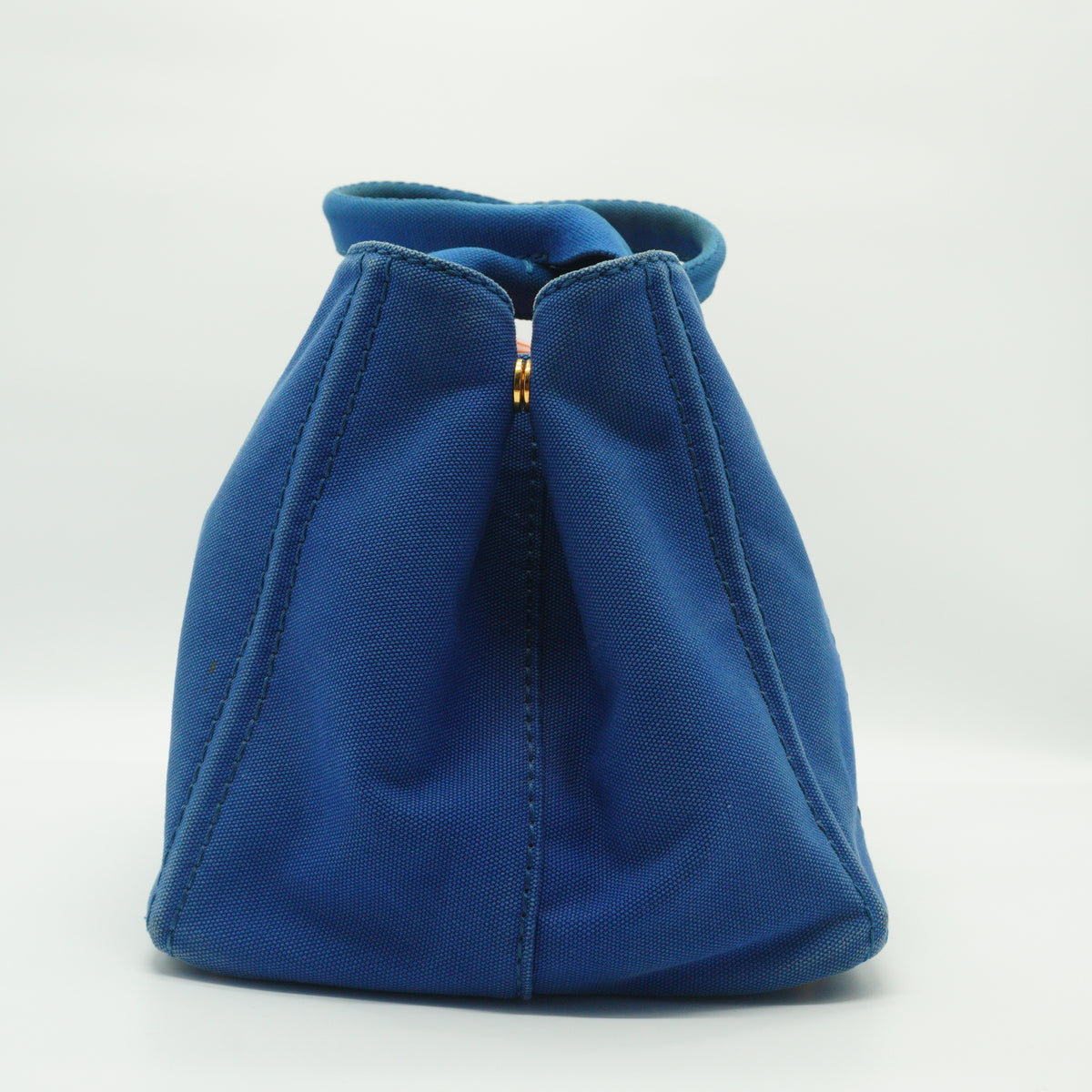 Prada Canapa Medium Canvas Tote Bag Blue GHW