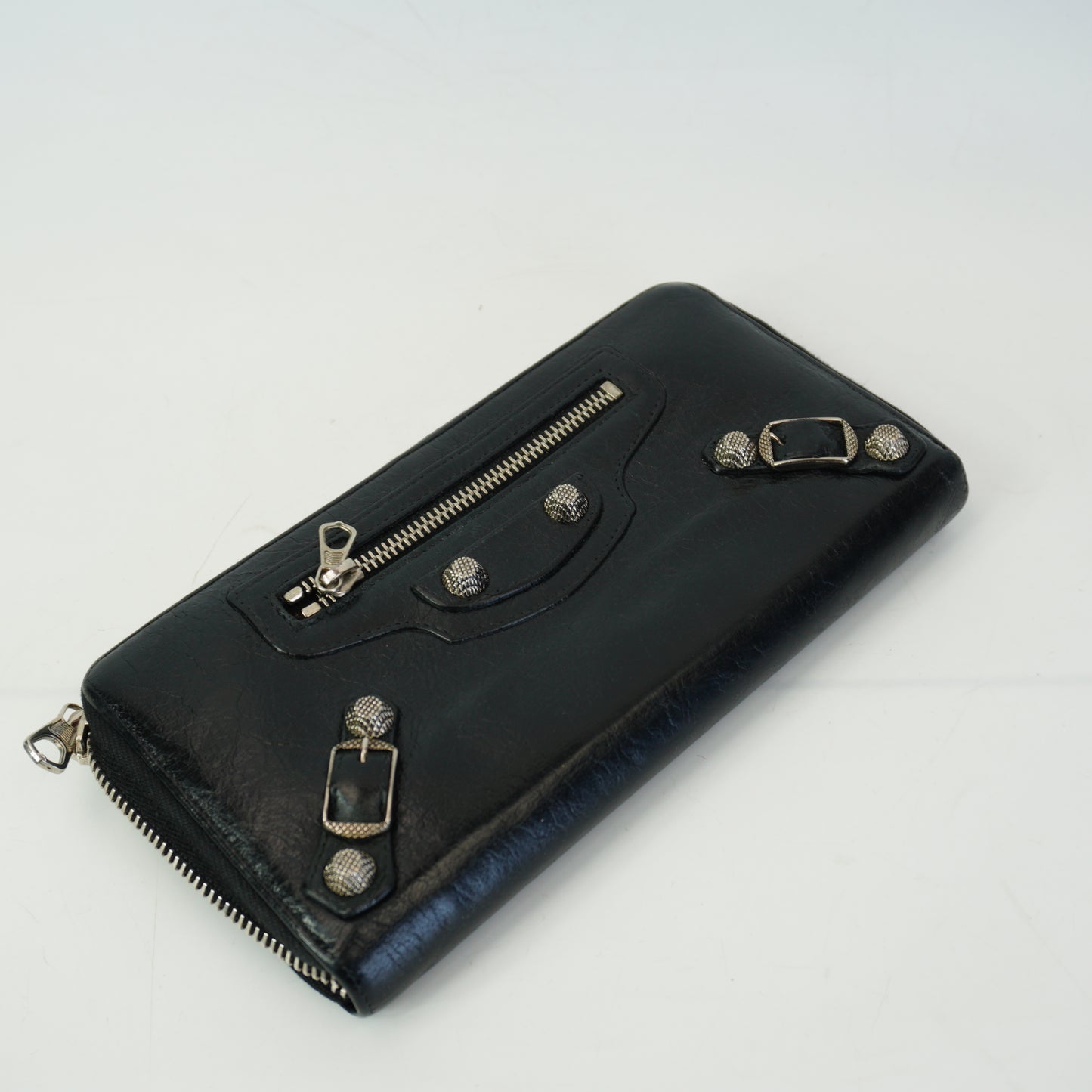 Balenciaga Black zip around wallet