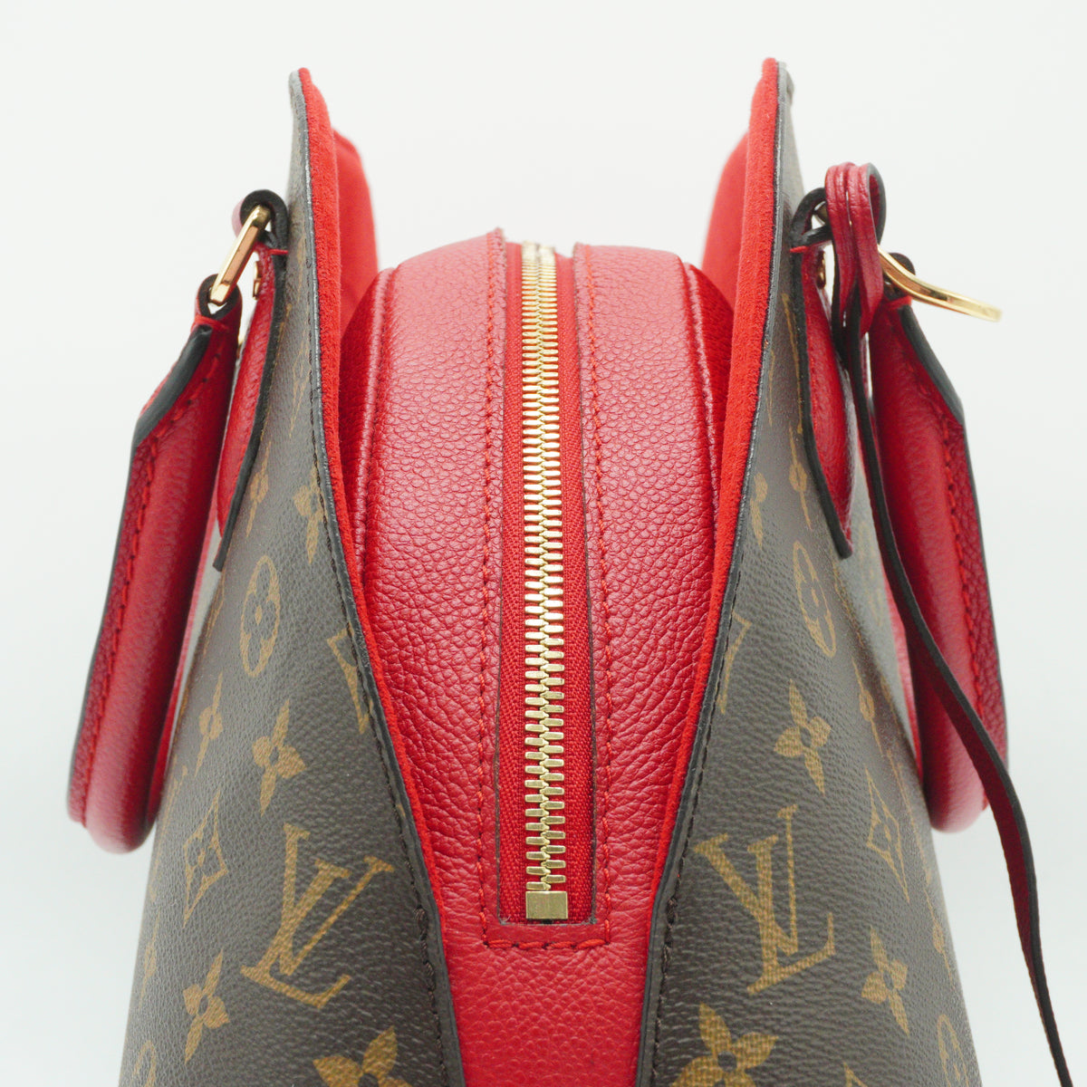 Louis Vuitton	Alma BNB Medium Handbag Monogram Red Trims GHW