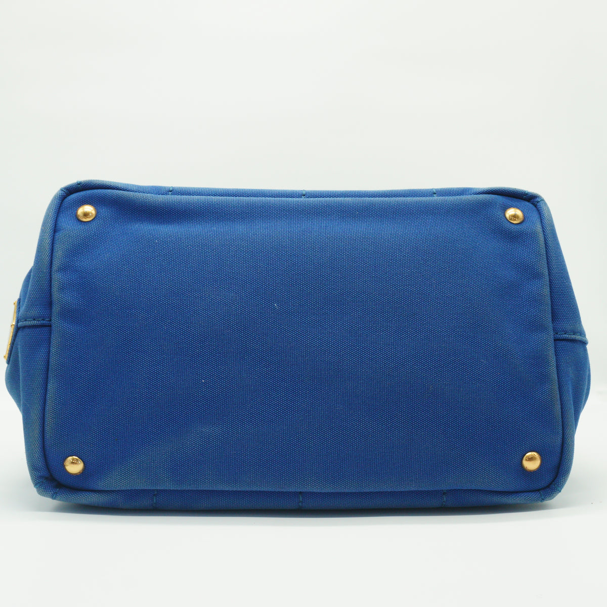 Prada Canapa Medium Canvas Tote Bag Blue GHW
