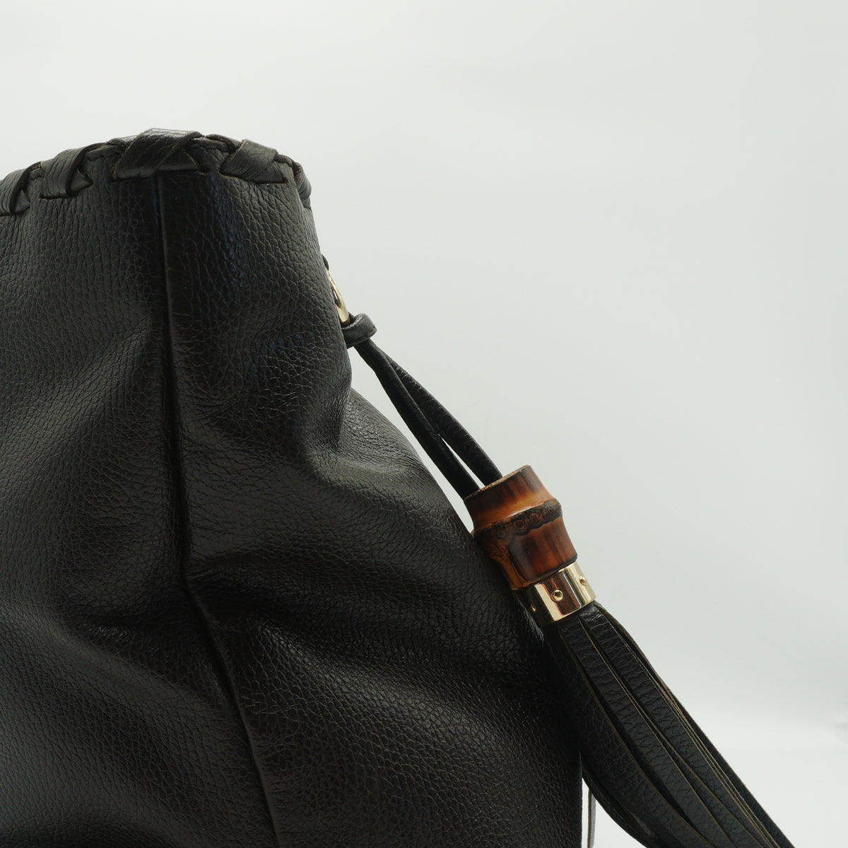 Gucci Bamboo Tassel Large Leather Brown Tote Bag GHW