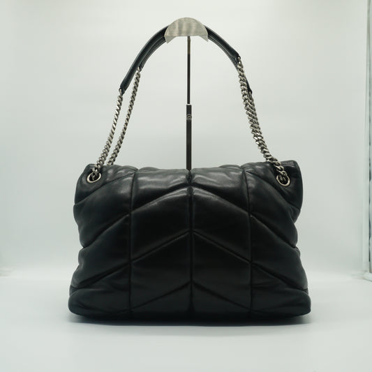 YSL Loulou Puffer Medium Lambskin Black SHW