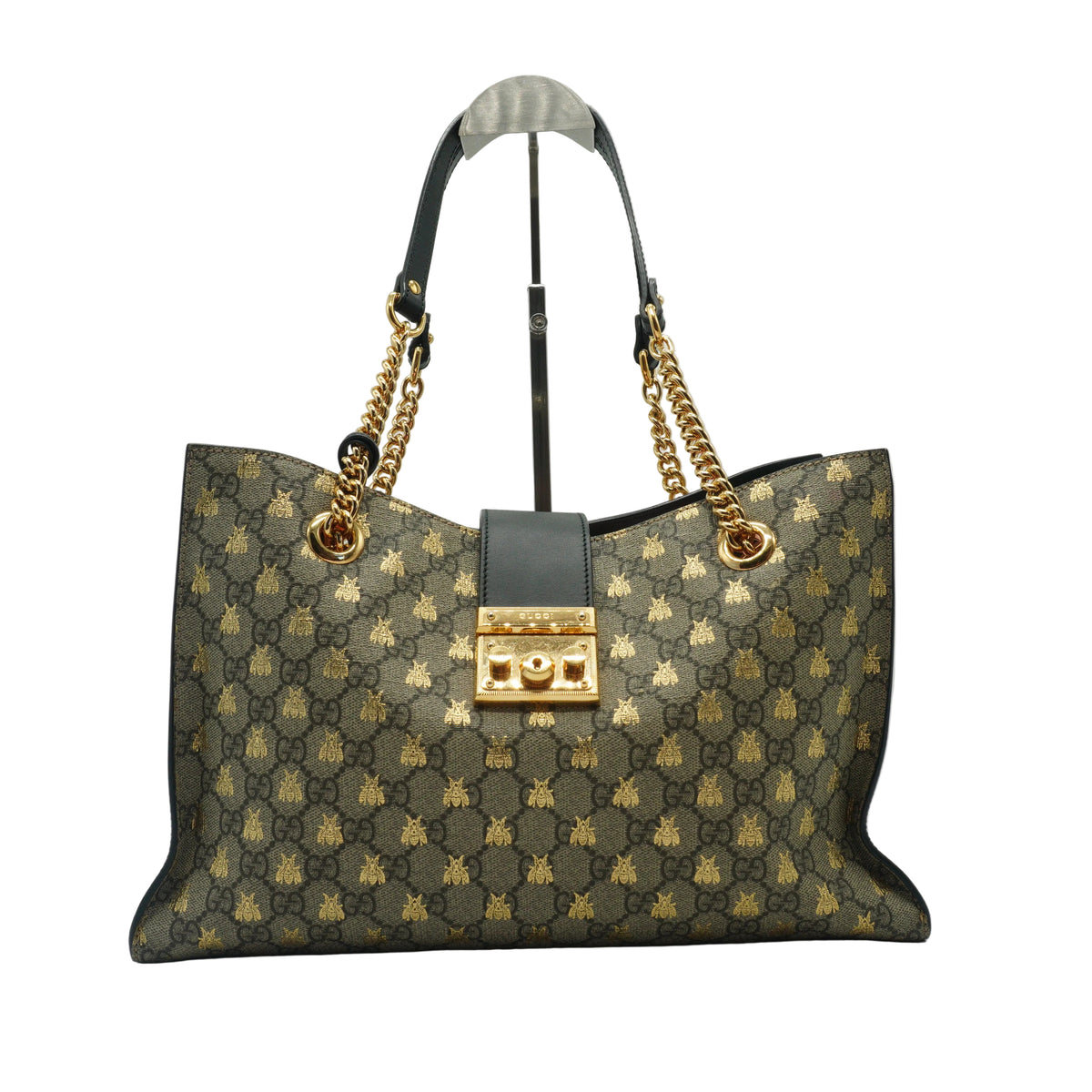 Gucci GG Supreme Bees Padlock Large Beige/Black GHW