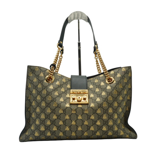 Gucci GG Supreme Bees Padlock Large Beige/Black GHW