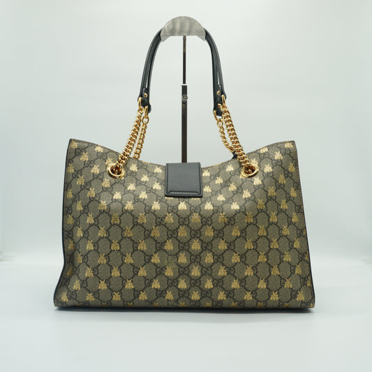 Gucci GG Supreme Bees Padlock Large Beige/Black GHW