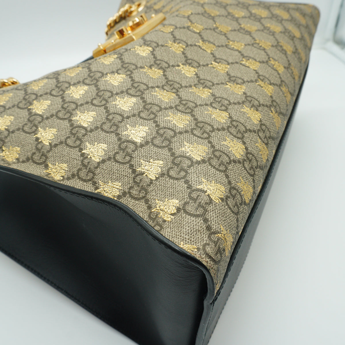 Gucci GG Supreme Bees Padlock Large Beige/Black GHW