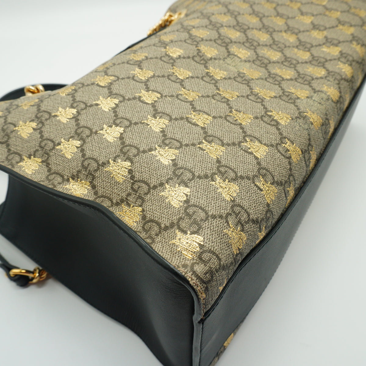 Gucci GG Supreme Bees Padlock Large Beige/Black GHW