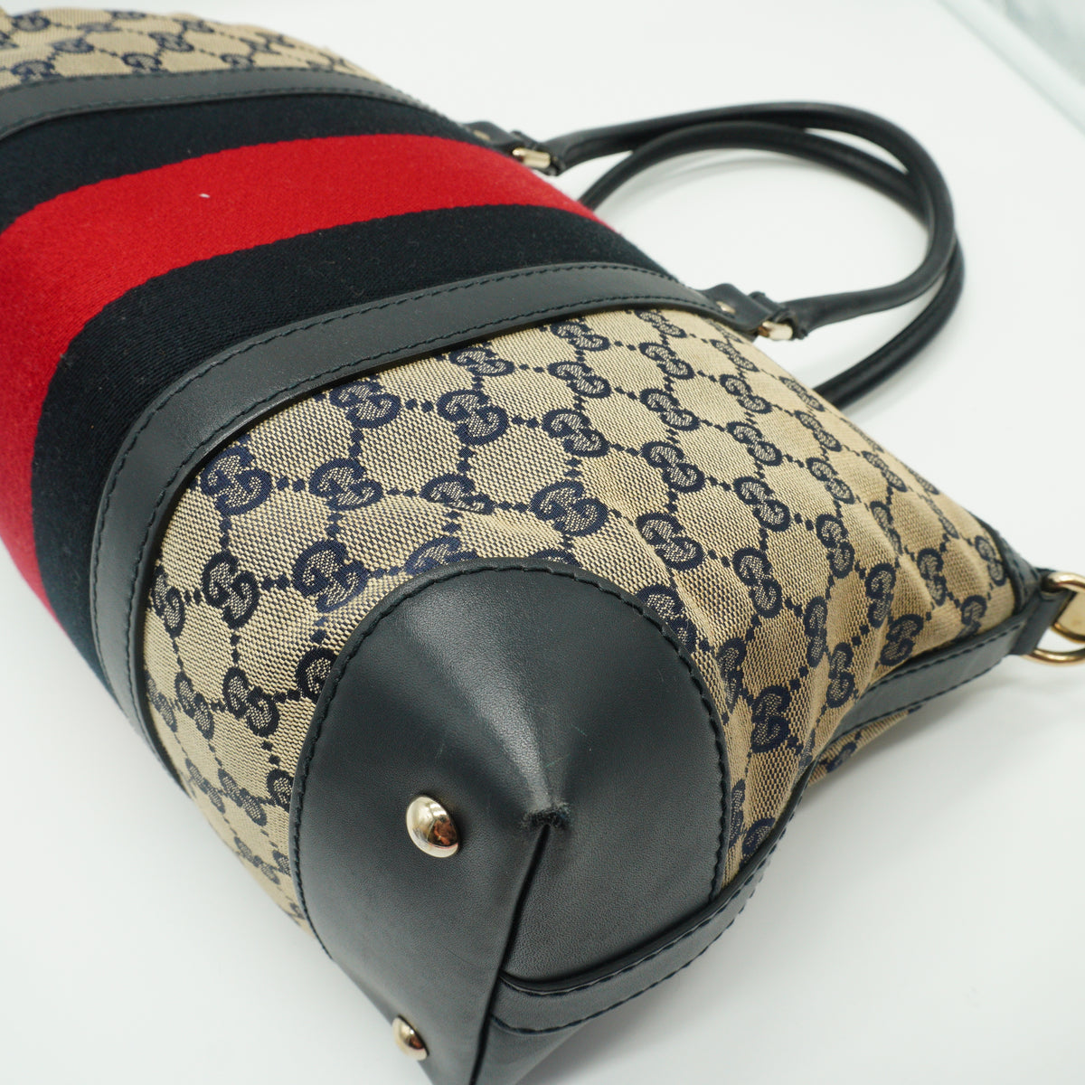 Gucci GG Canvas Medium Beige/Navy Blue GHW