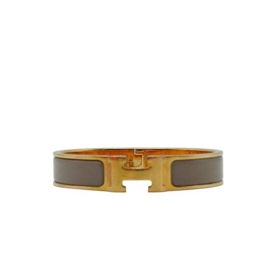 Hermes	Clic H Bracelet Taupe