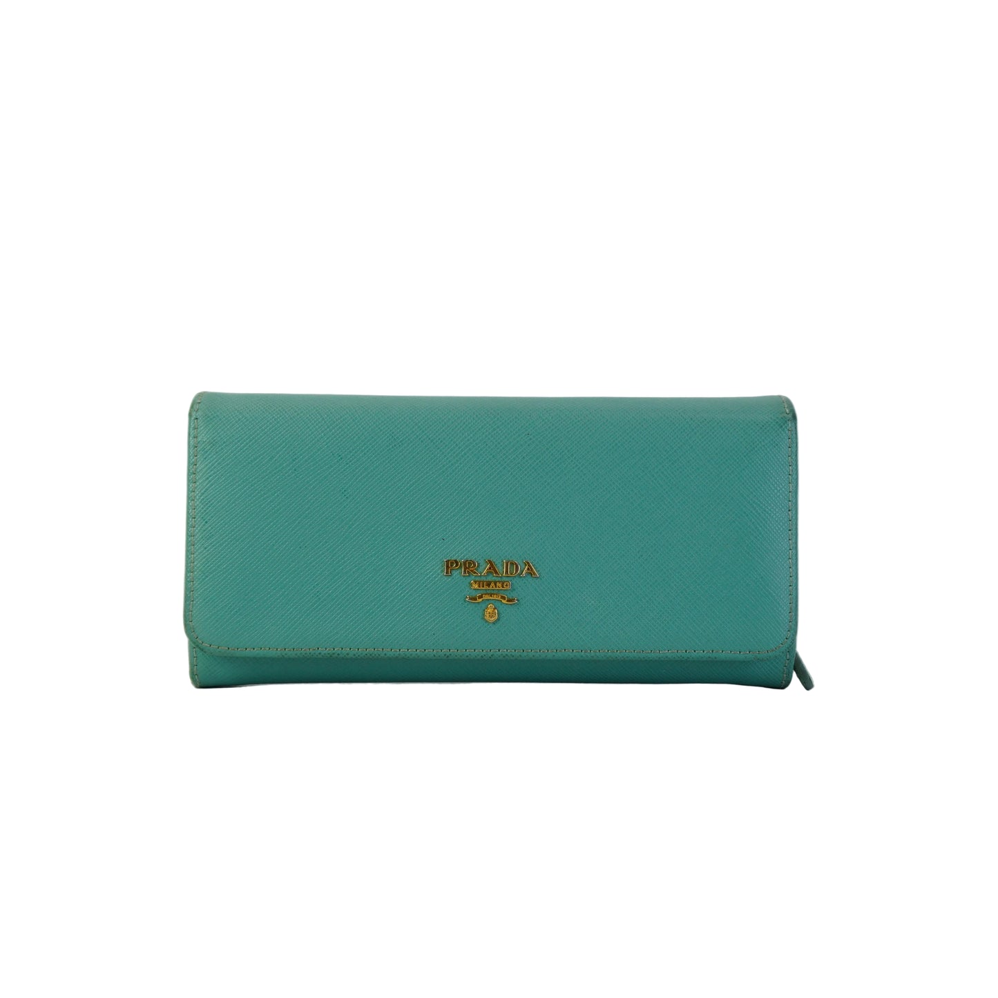 Prada Saffiano Leather Continental Wallet Tiffany Blue GHW