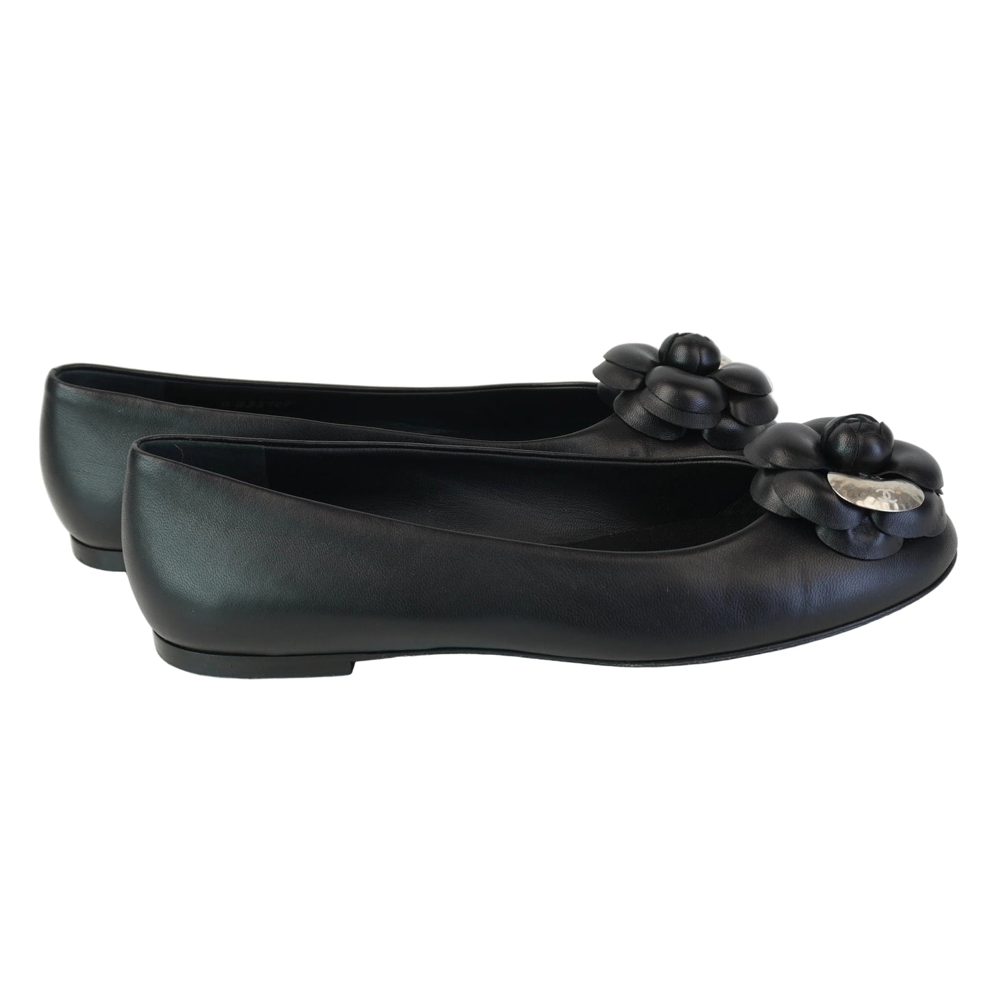Chanel Camellia Ballet Flats Black Size 38.5