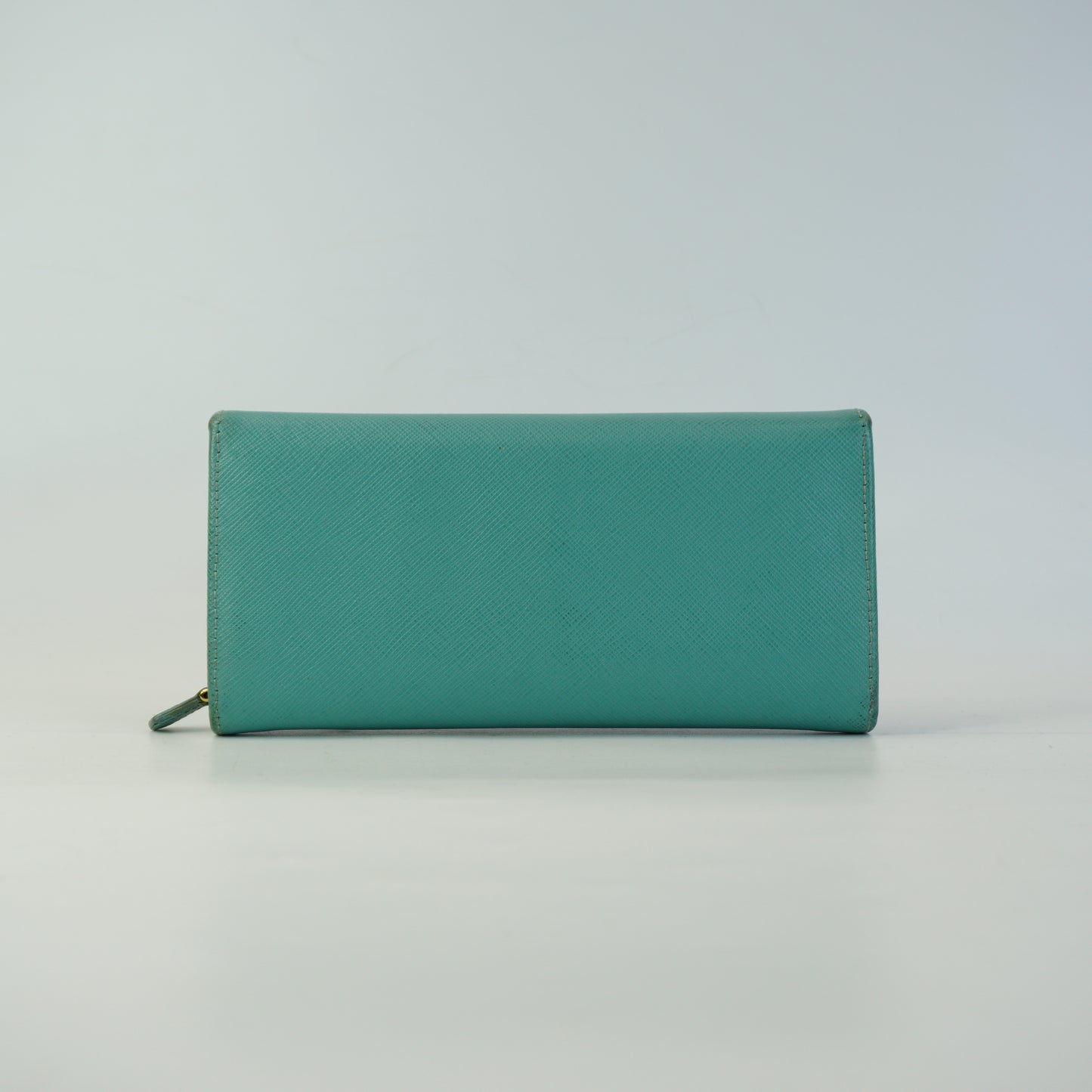 Prada Saffiano Leather Continental Wallet Tiffany Blue GHW