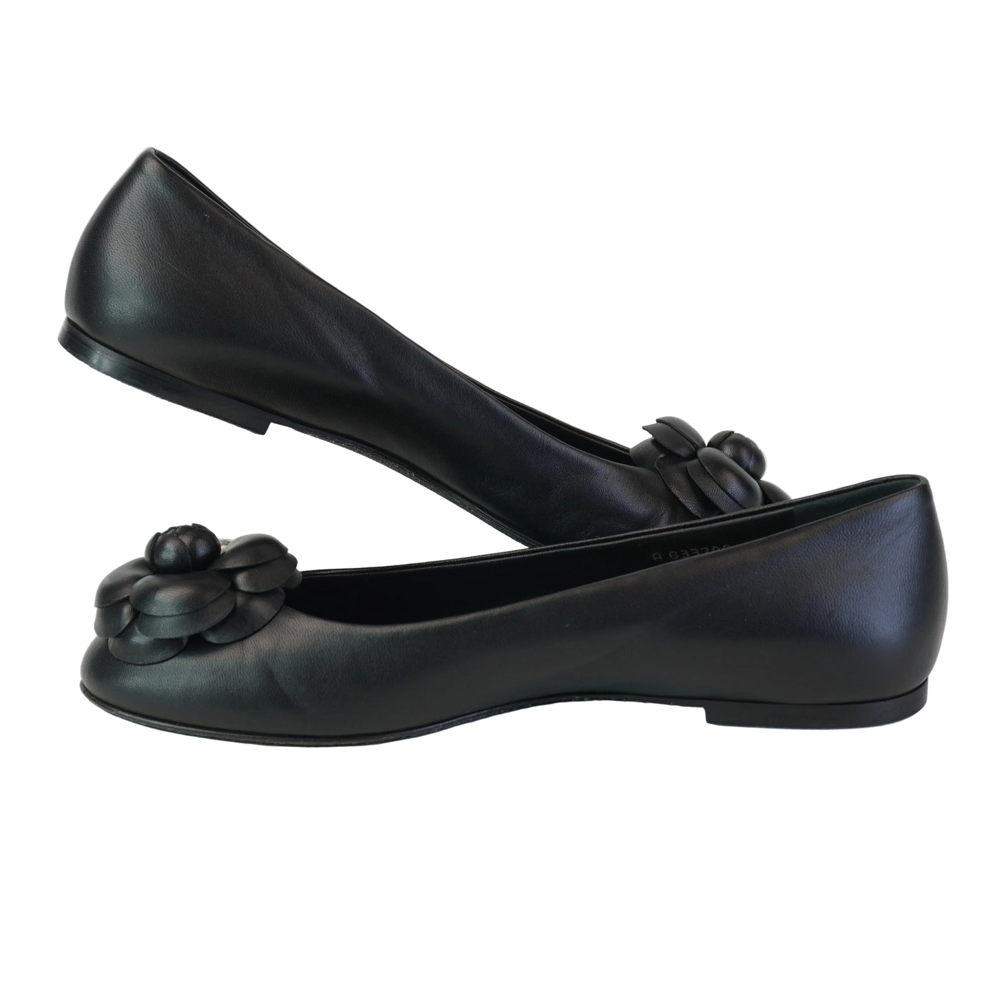 Chanel Camellia Ballet Flats Black Size 38.5