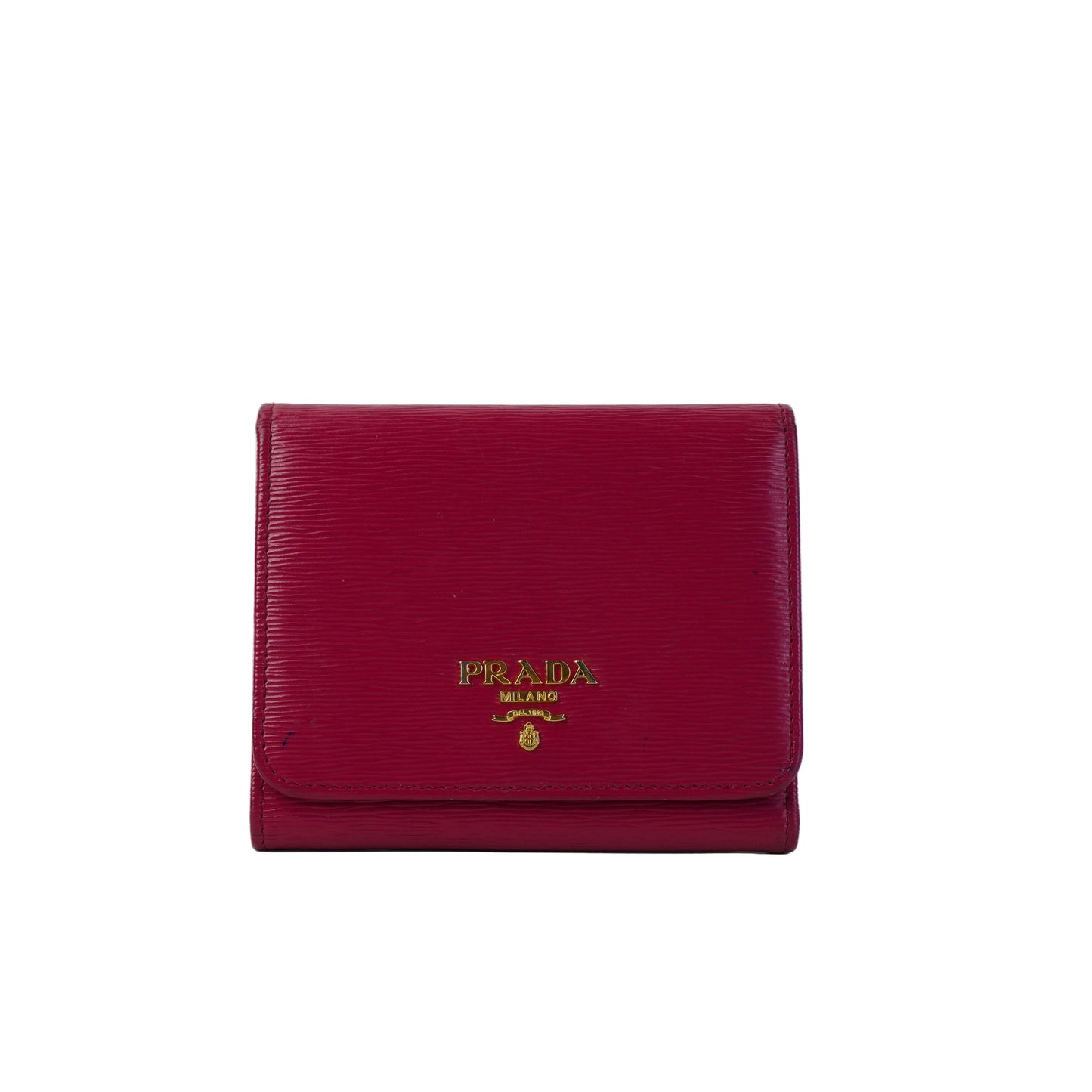 Prada Vitello Move Compact Wallet Peonia GHW