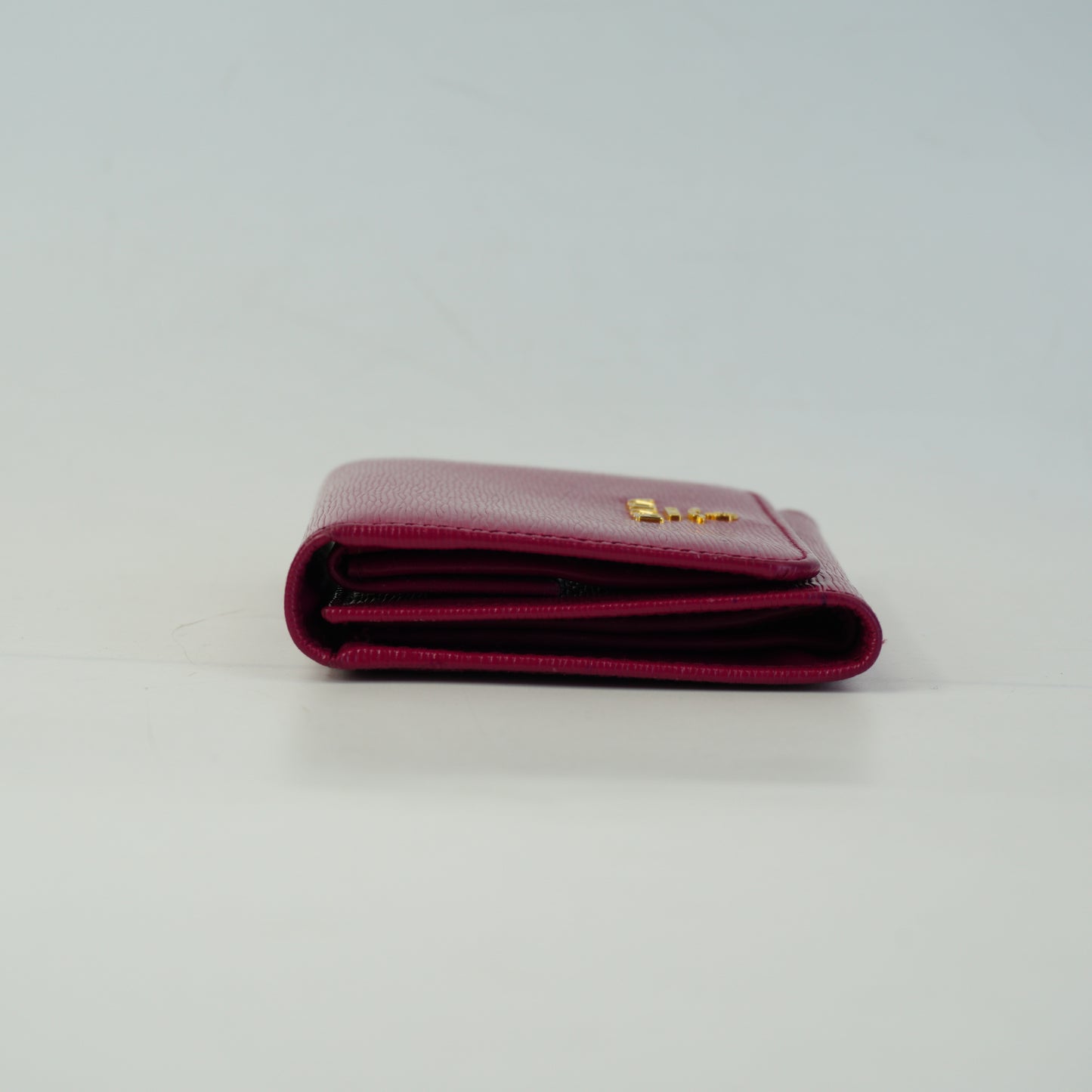Prada Vitello Move Compact Wallet Peonia GHW