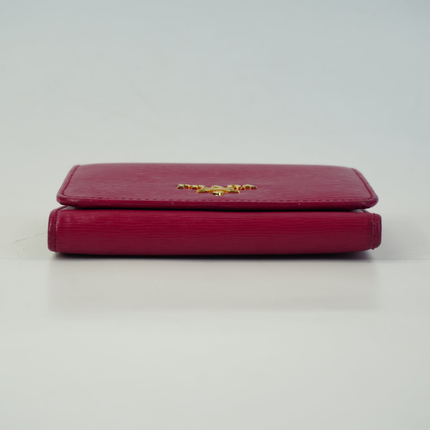 Prada Vitello Move Compact Wallet Peonia GHW