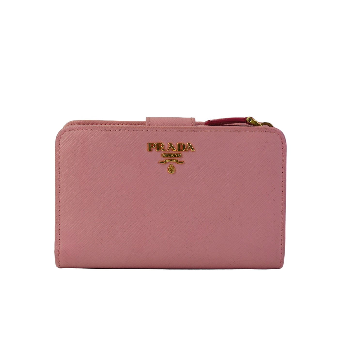Prada Saffiano Leather Wallet Pink GHW
