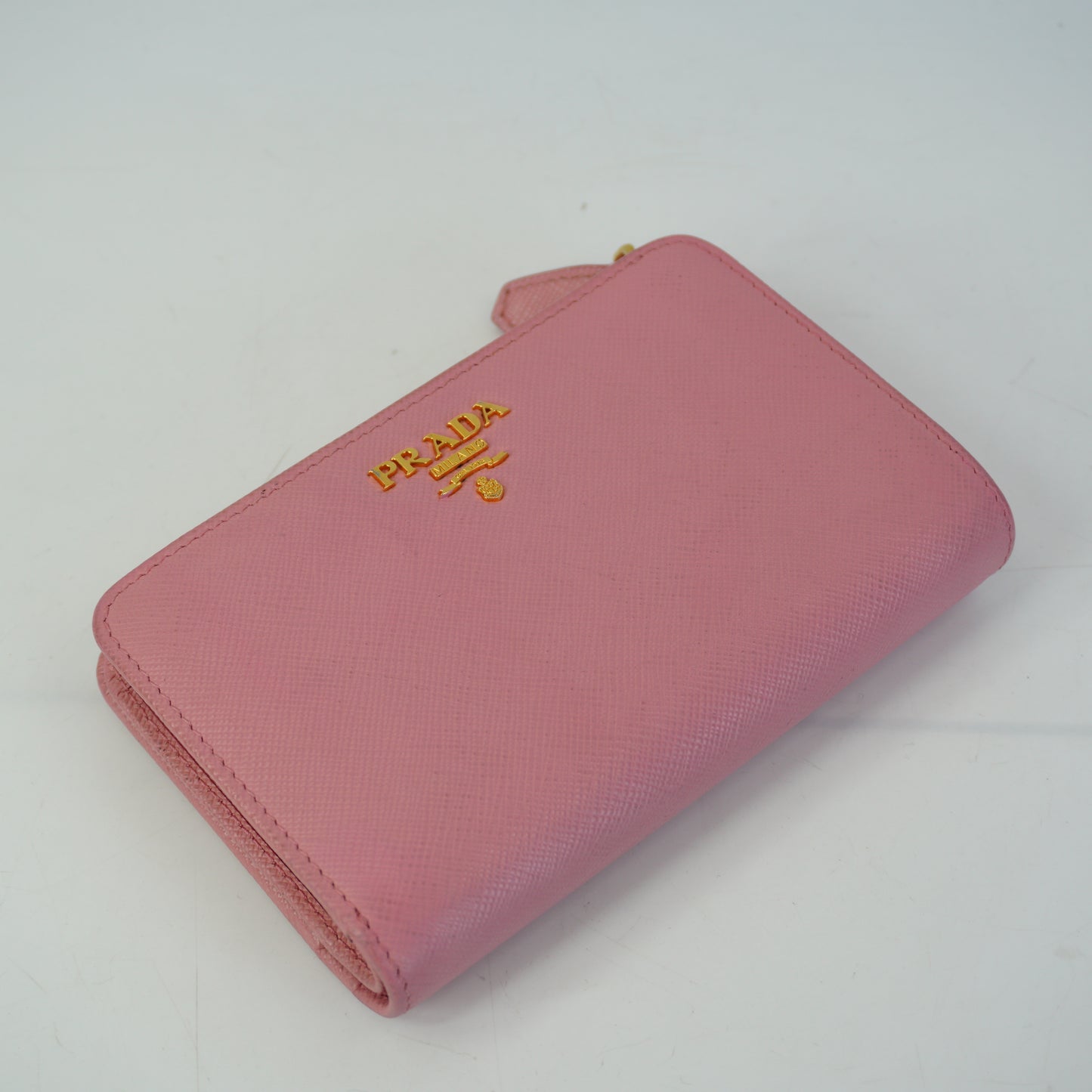 Prada Saffiano Leather Wallet Pink GHW