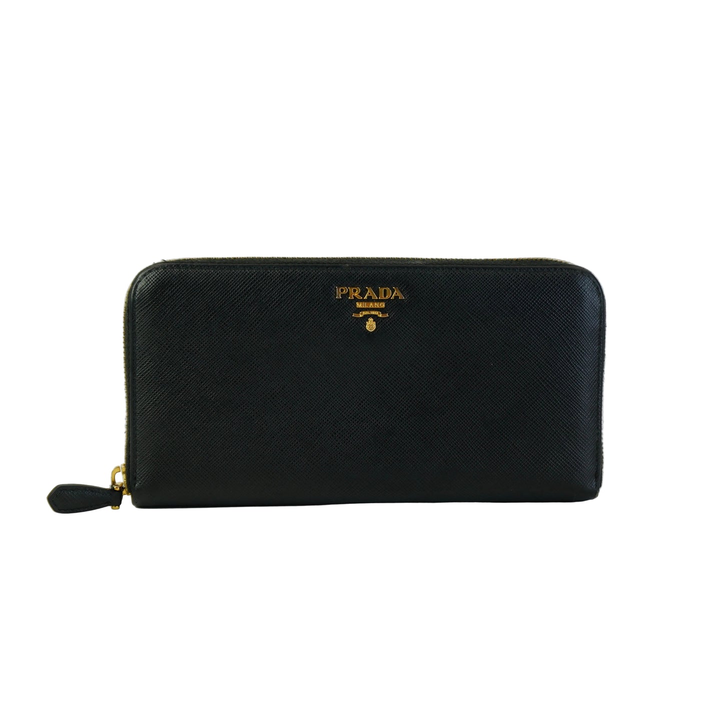 Prada Saffiano Leather Zip Around  Wallet GHW