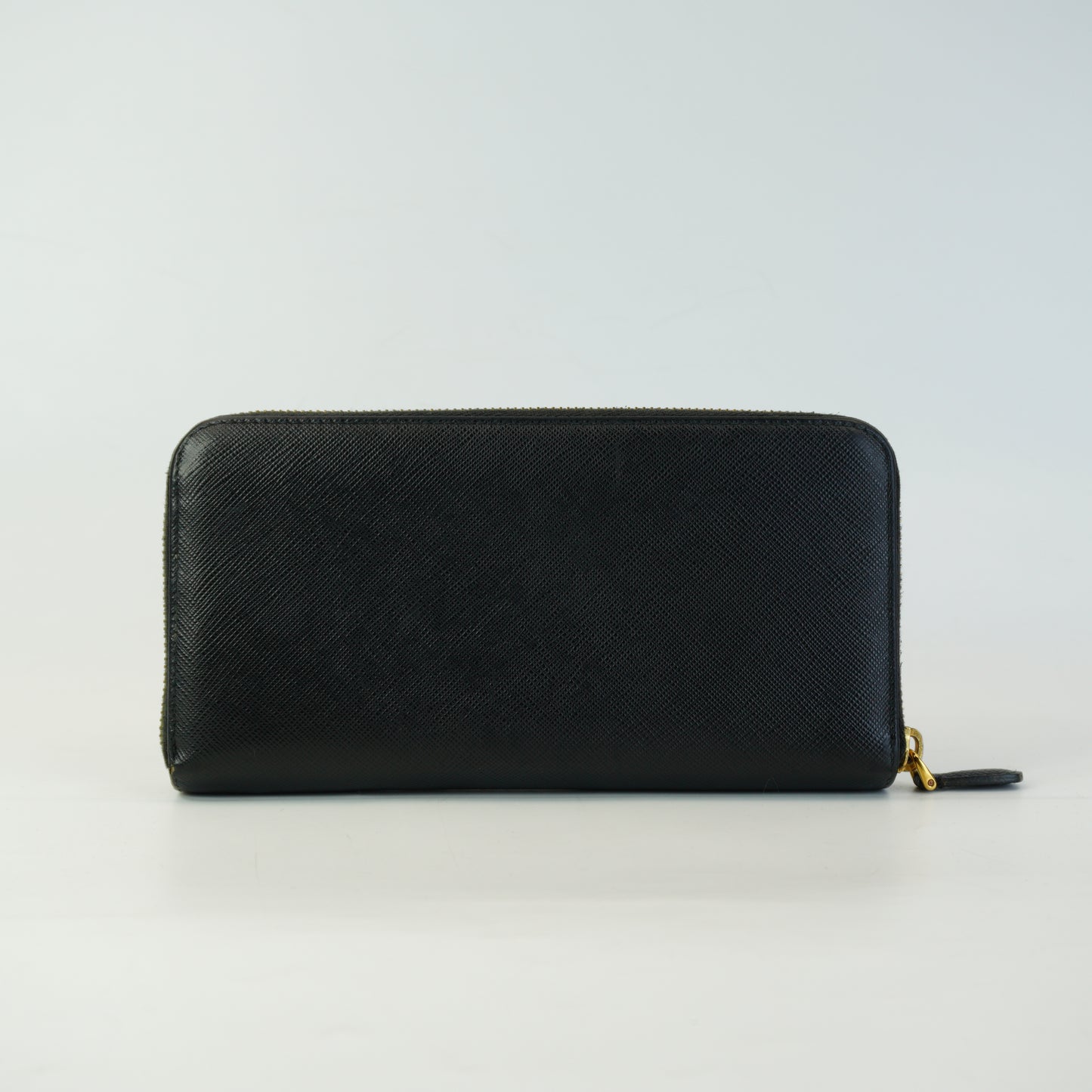 Prada Saffiano Leather Zip Around  Wallet GHW