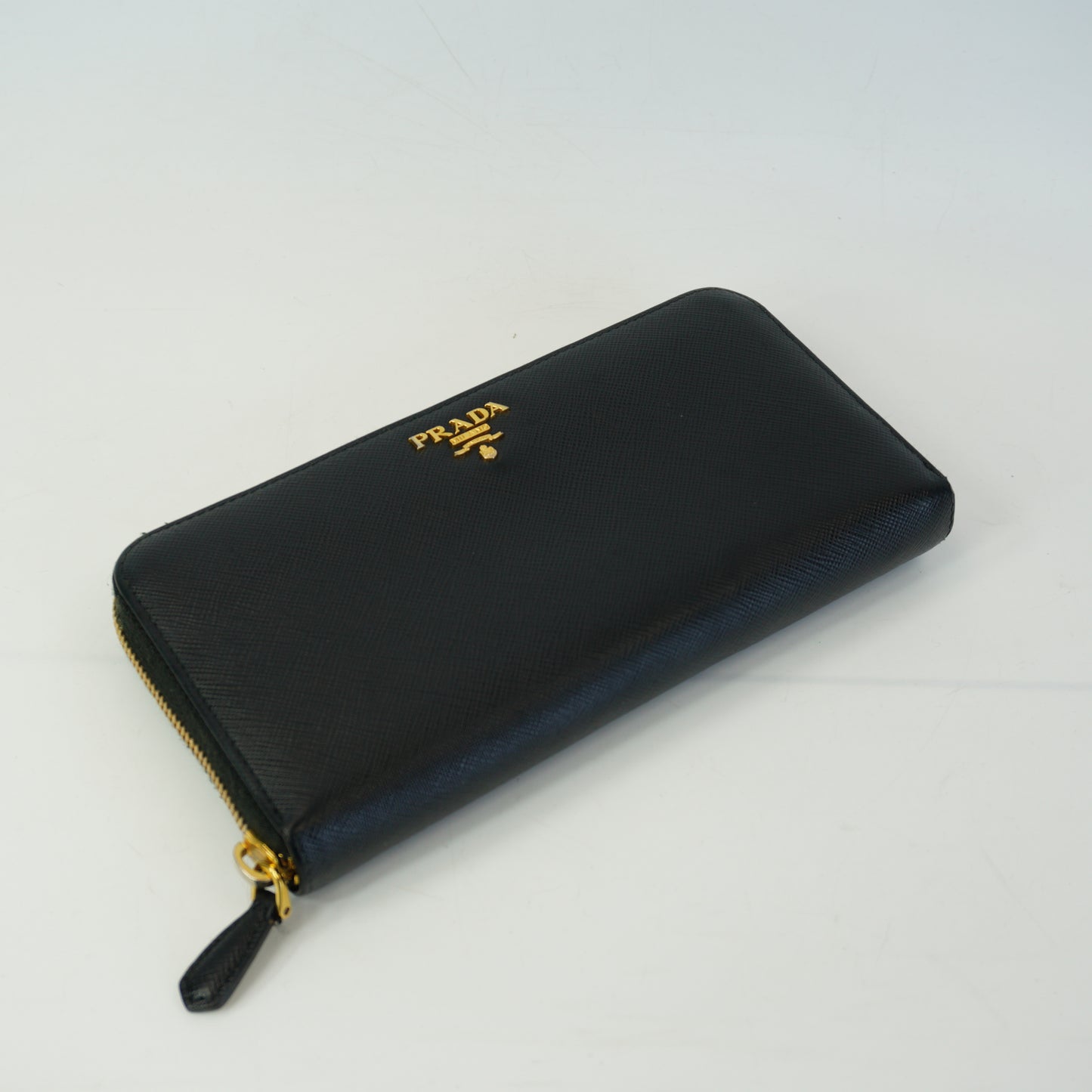 Prada Saffiano Leather Zip Around  Wallet GHW