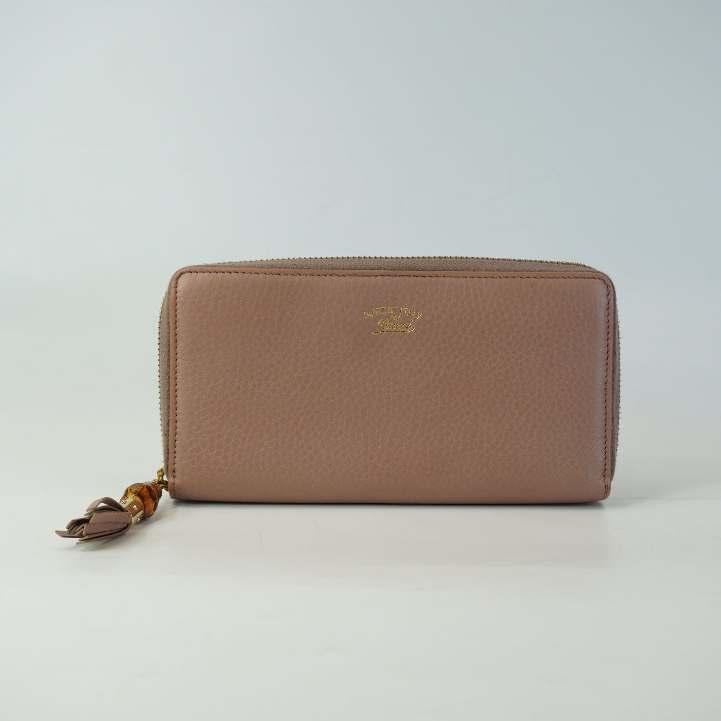 Gucci Bamboo Tassel  Zip Around Wallet Nude PinkGHW
