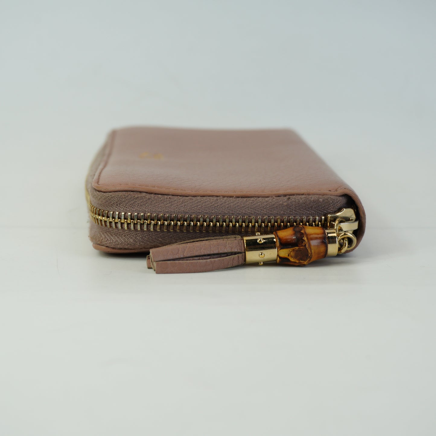 Gucci Bamboo Tassel  Zip Around Wallet Nude PinkGHW