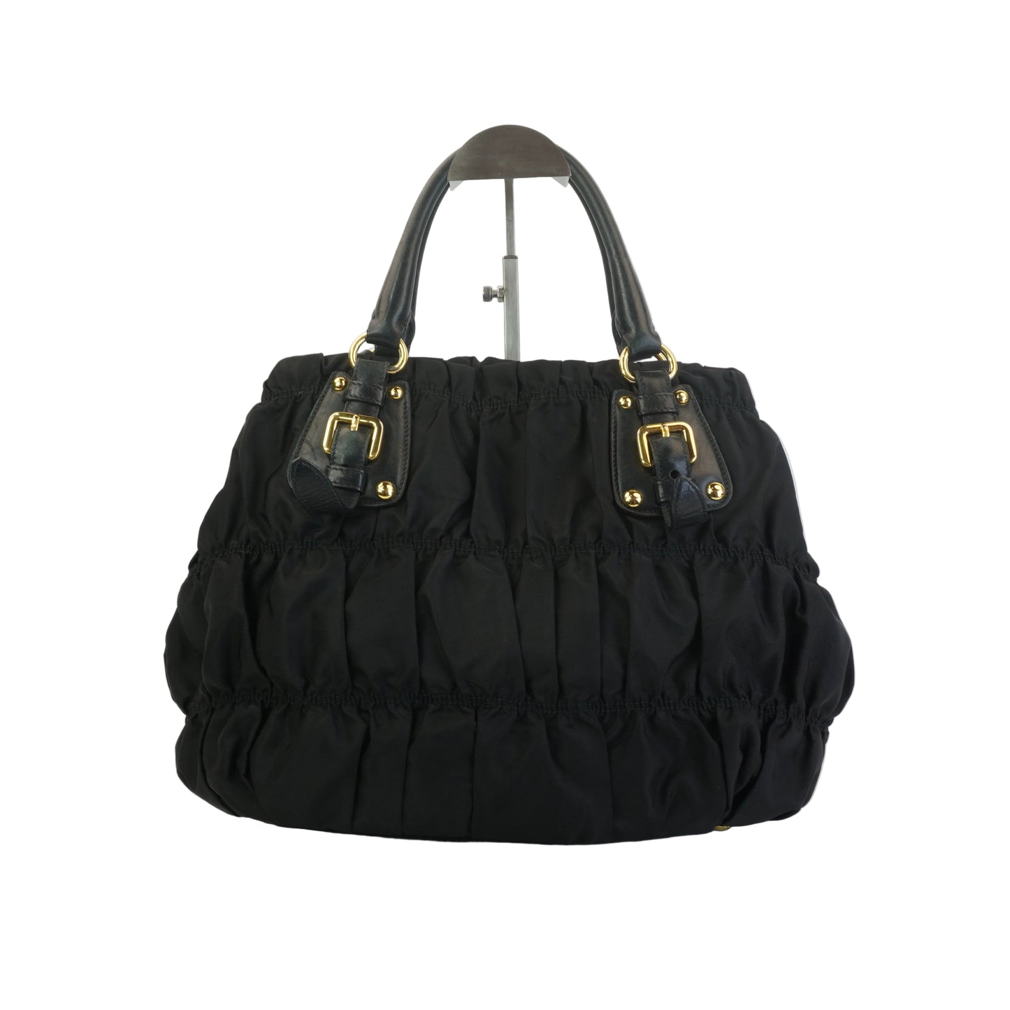 Prada Black Gaufe Tesseto Nylon GHW Medium